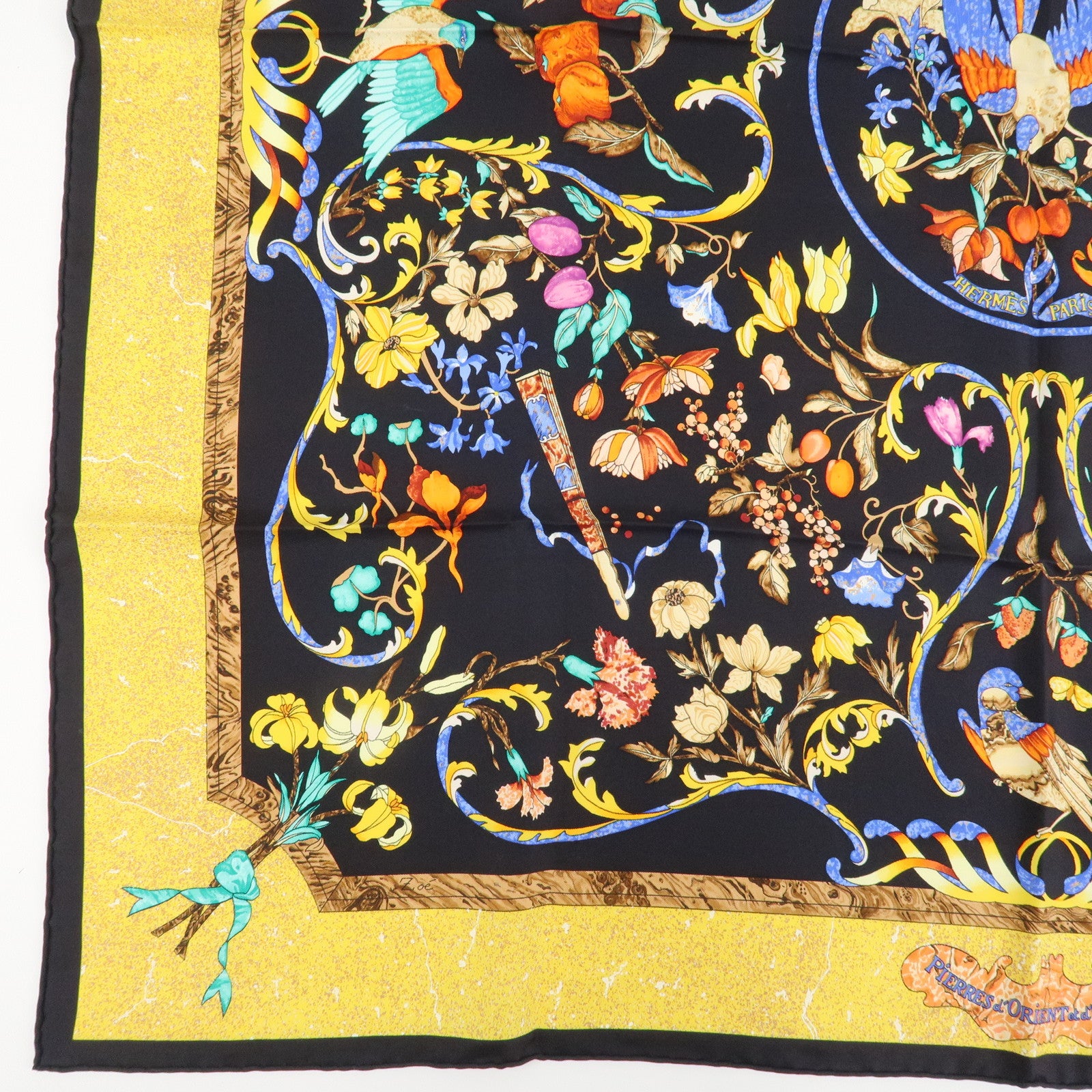 HERMES Carre 90 Silk 100% Scarf PIERRES D' ORIENT ET D' OCCIDENT Used