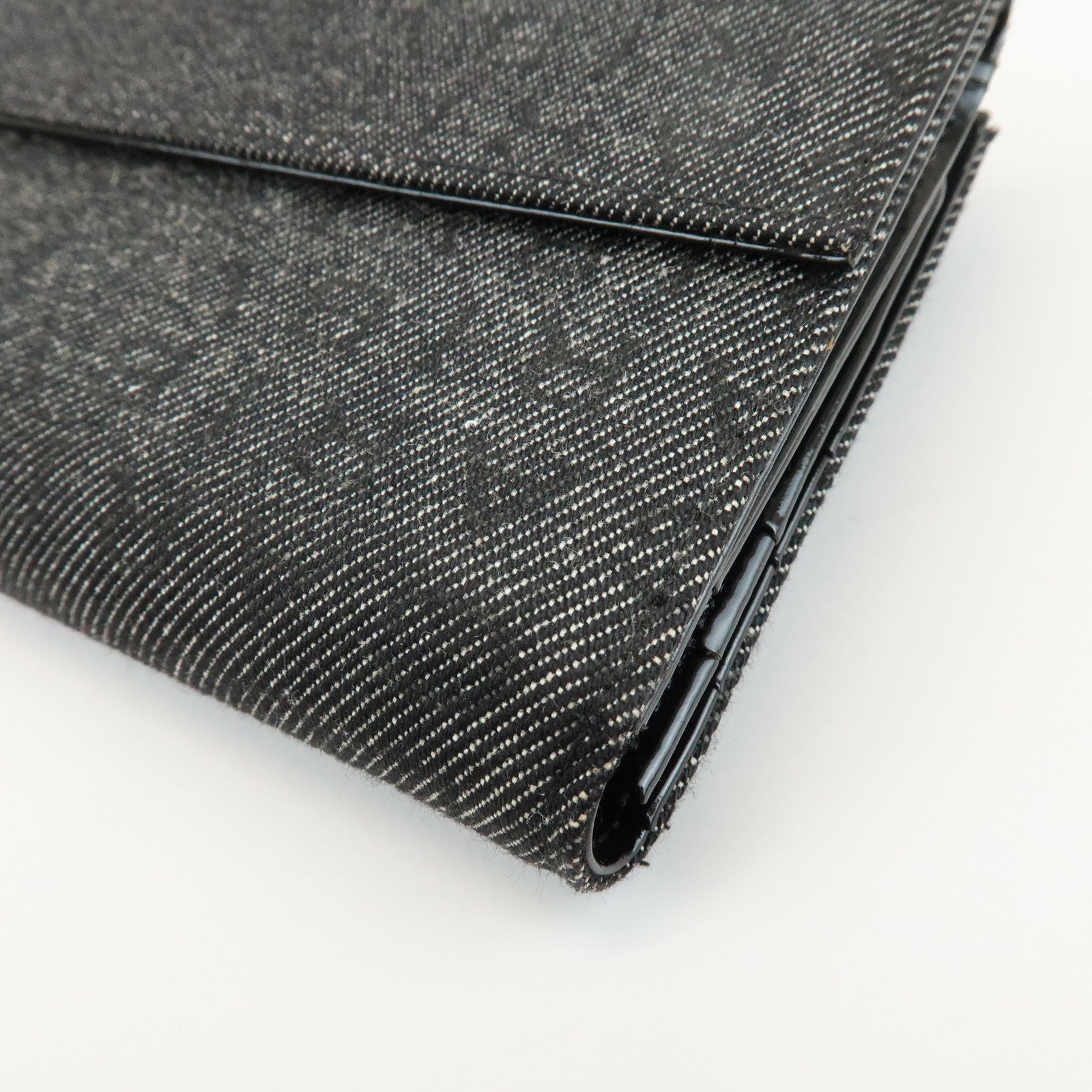 BVLGARI Logo Mania Canvas Leather Bi-fold Long Wallet Black