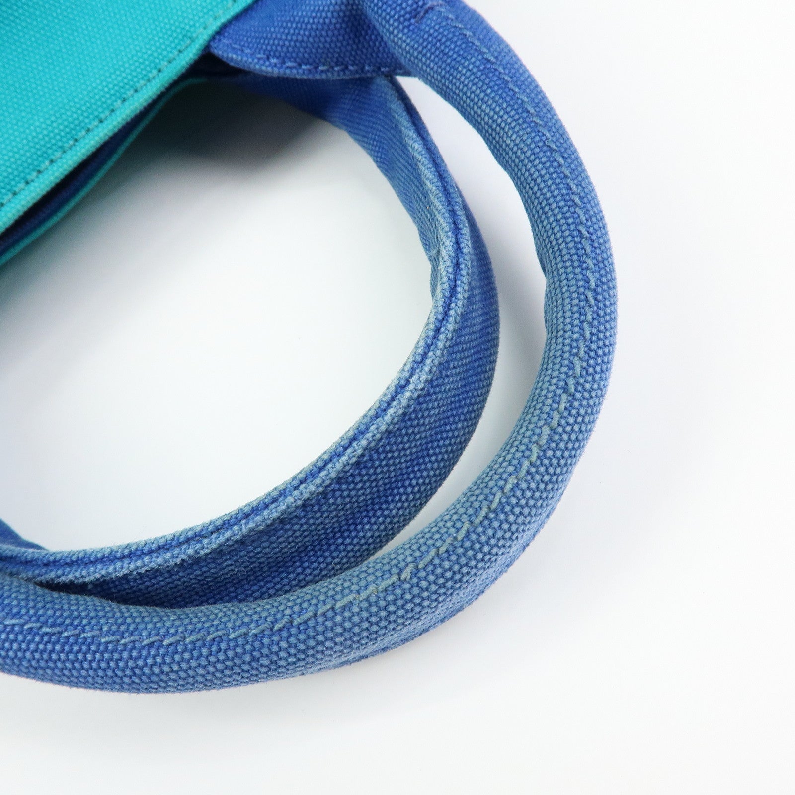 PRADA Triangle Logo Canapa Canvas 2Way Bag Tote Bag Blue BN2642