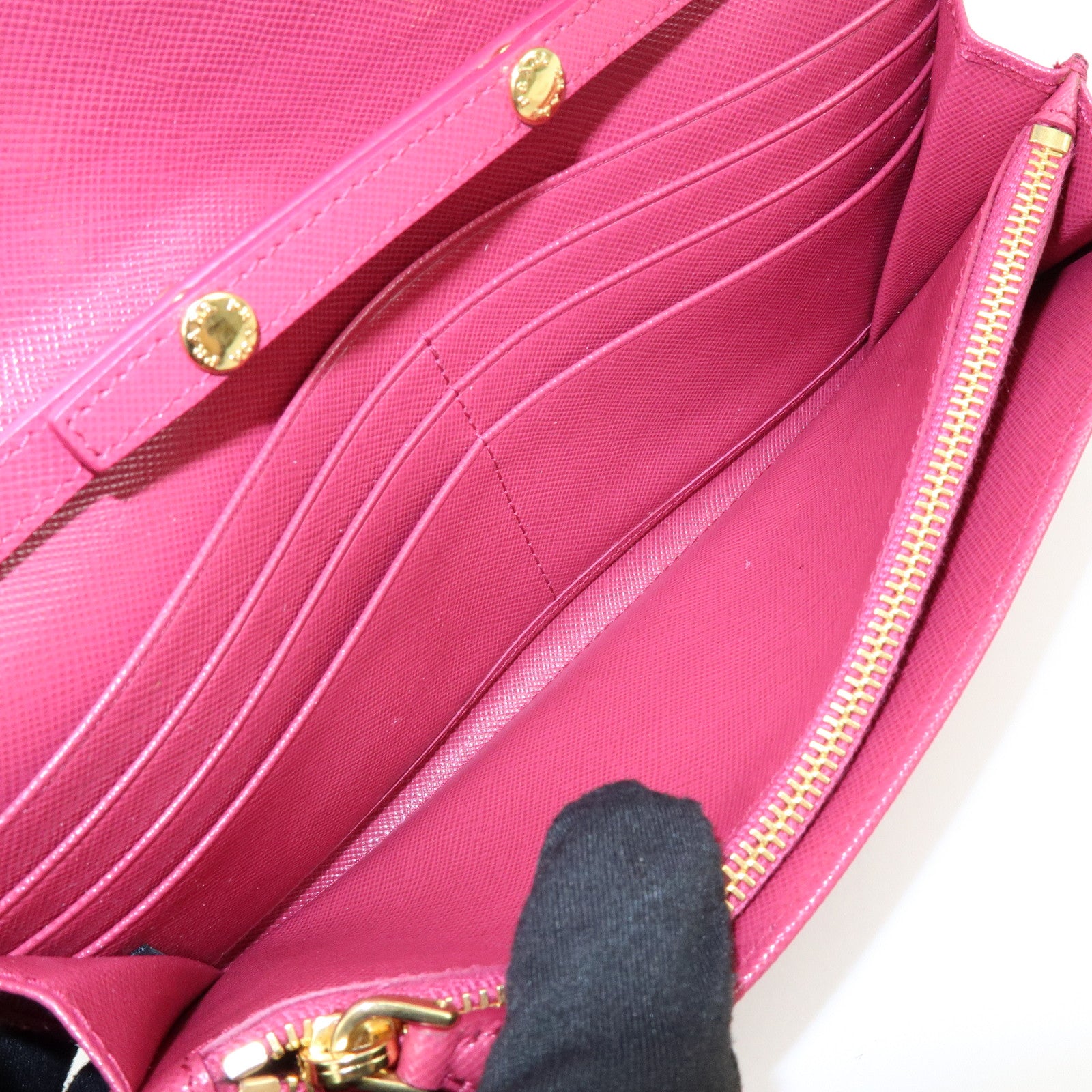 PRADA Saffiano Leather Chain Wallet WOC Pink 1M1290