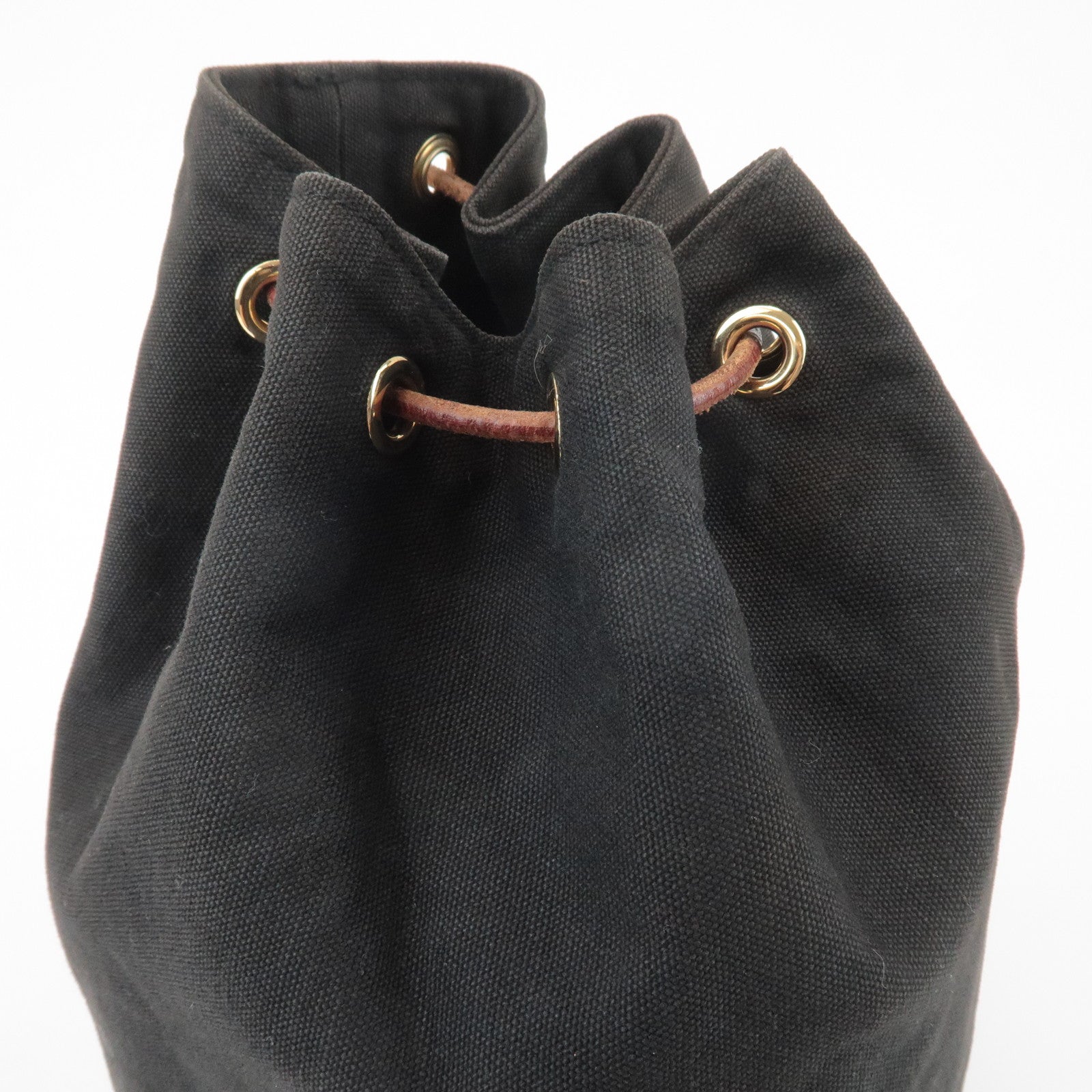 HERMES Canvas Leather Porochon Mimil PM Shoulder Bag Brown Used