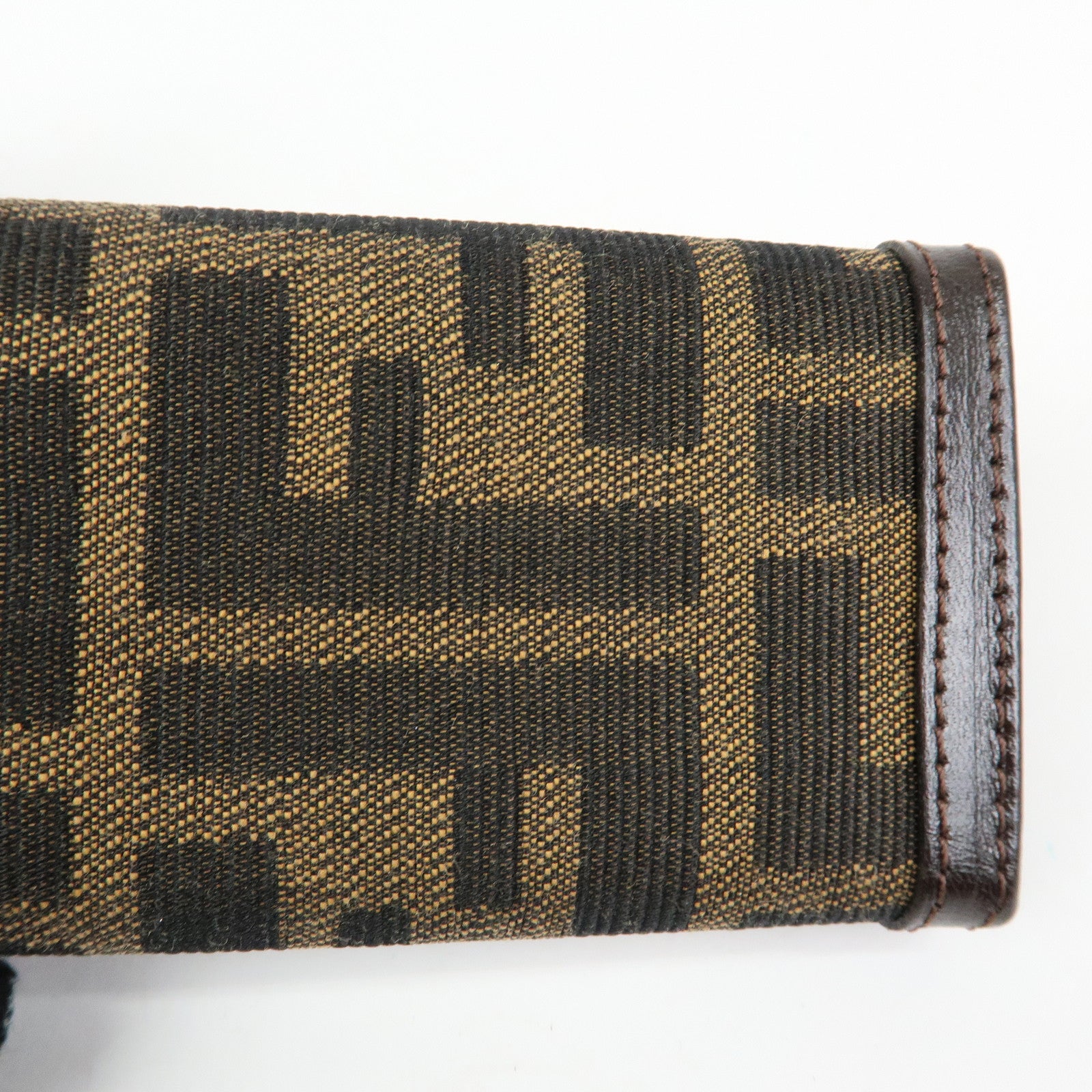 FENDI Zucca Canvas Leather 6 Rings Key Case Brown Black 513516