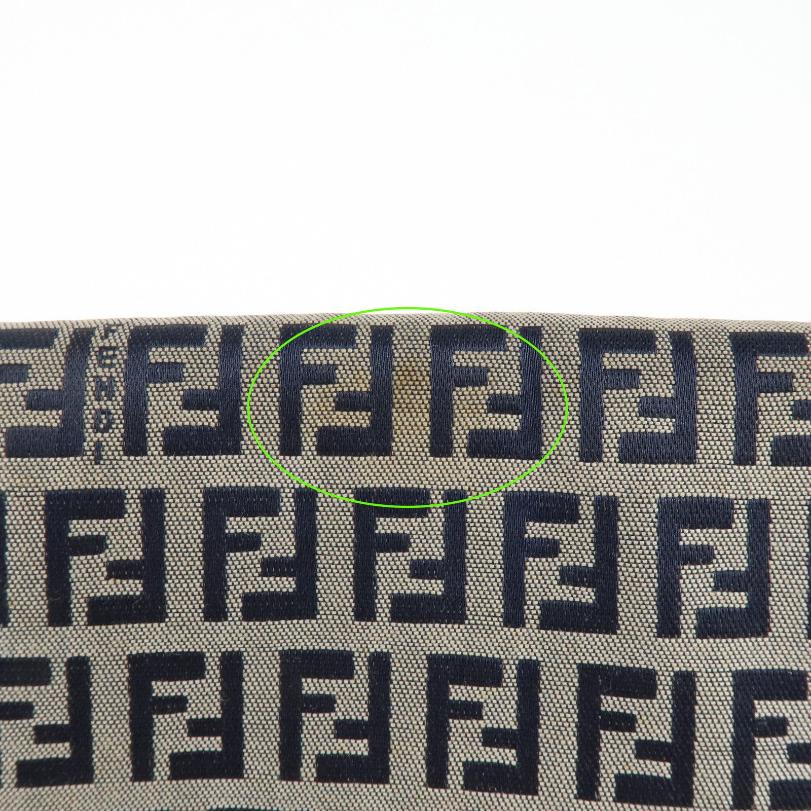 FENDI Mamma Baguette Zucchino Canvas Leather Shoulder Bag 26325