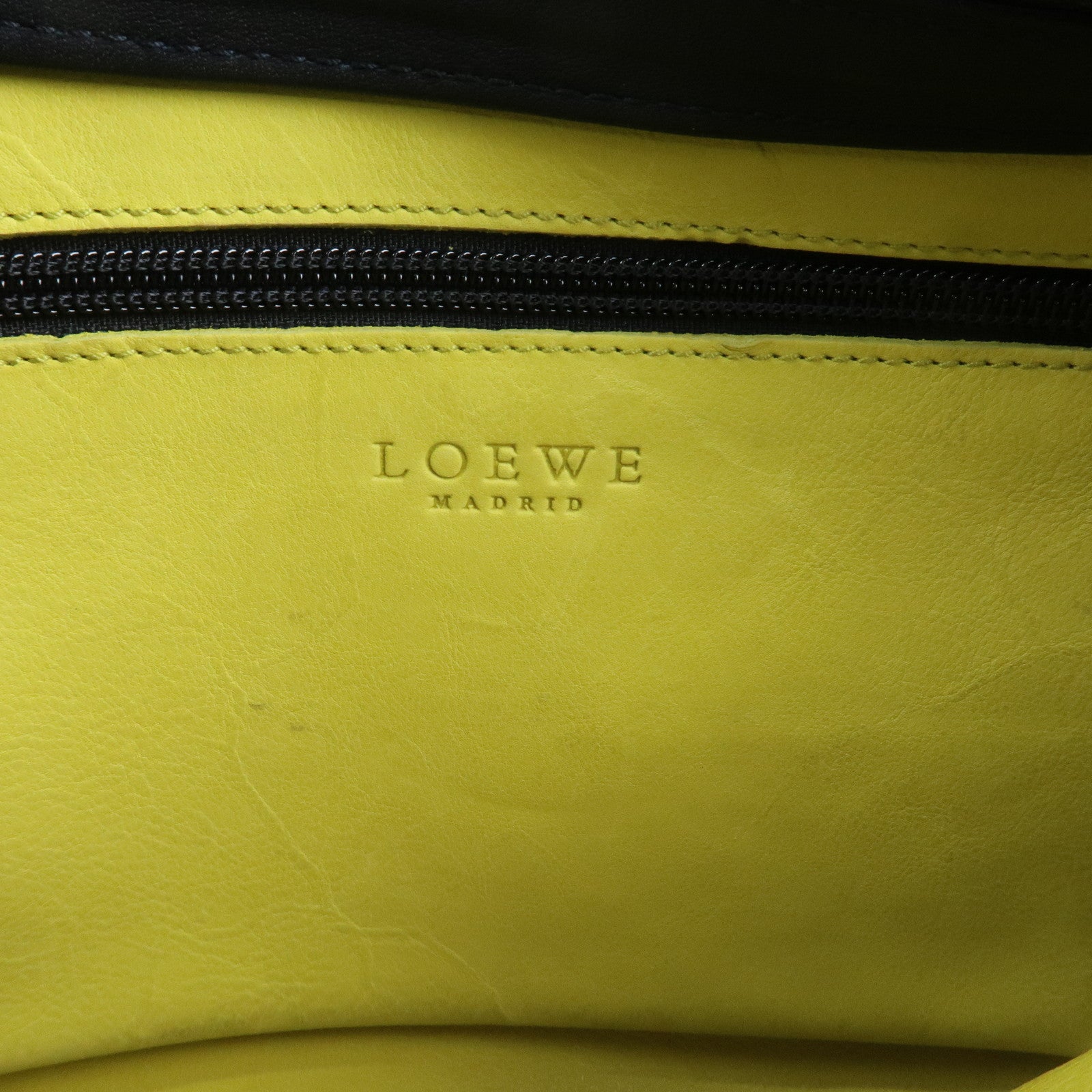 LOEWE Anagram Suede Leather Shoulder Bag Hand Bag Light Green Navy
