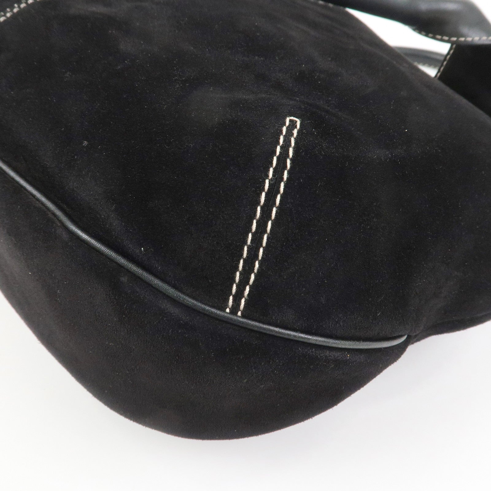 Ferragamo Suede Shoulder Bag Hand Bag Black White