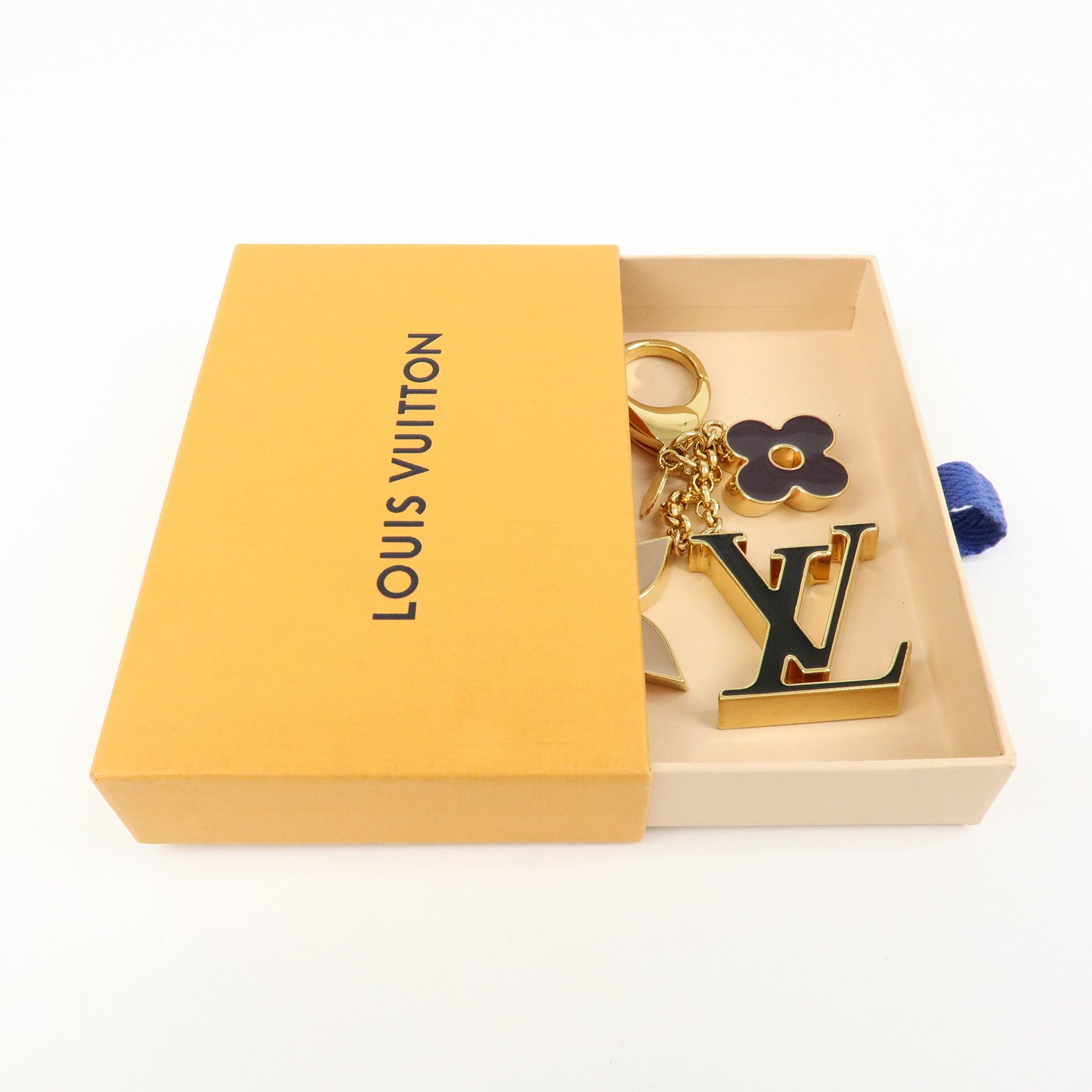 Louis Vuitton Fleur de Monogram Key Chain Bag Charm Gold M67119