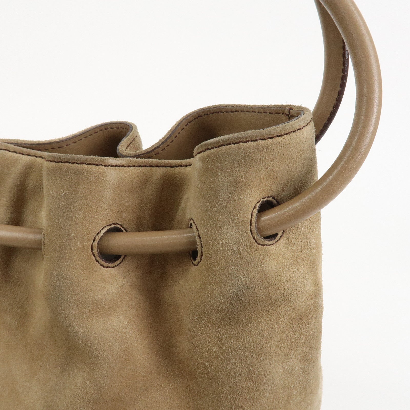 Ferragamo Suede Shoulder Bag Hand Bag Beige