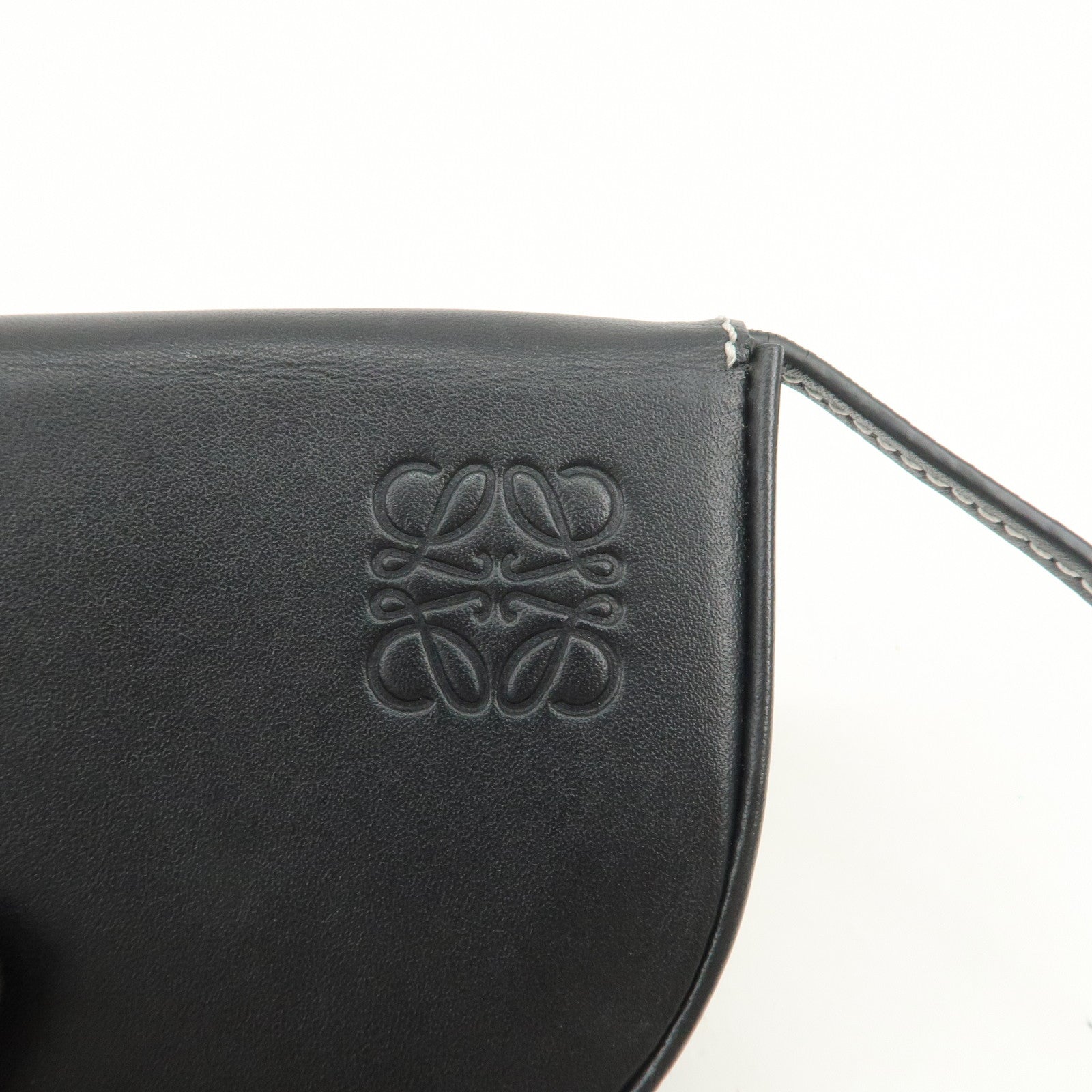 LOEWE Anagram Logo Leather Coin Case Coin Purse Black