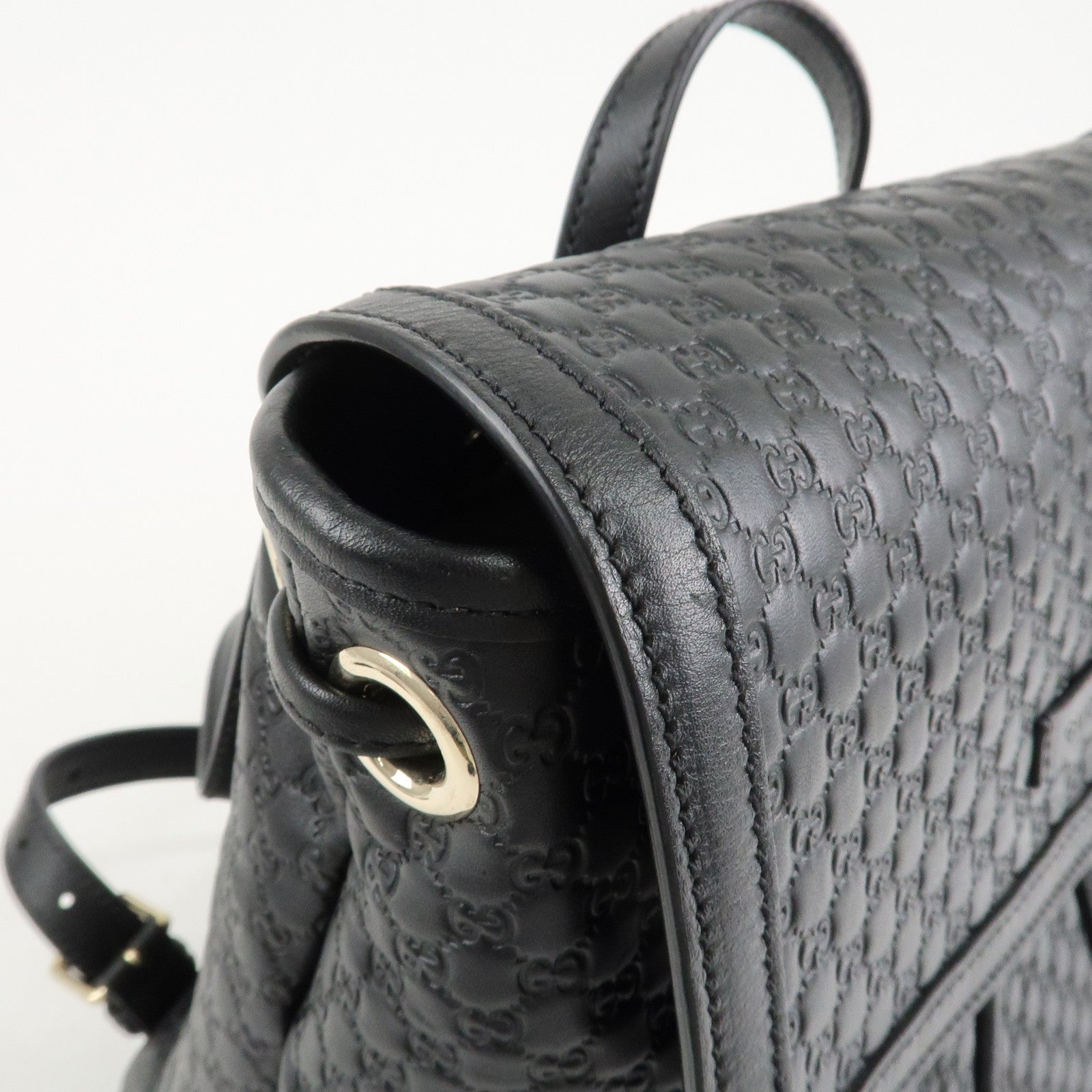 GUCCI Micro Guccissima Leather Backpack Rucksack Black 607993 Used