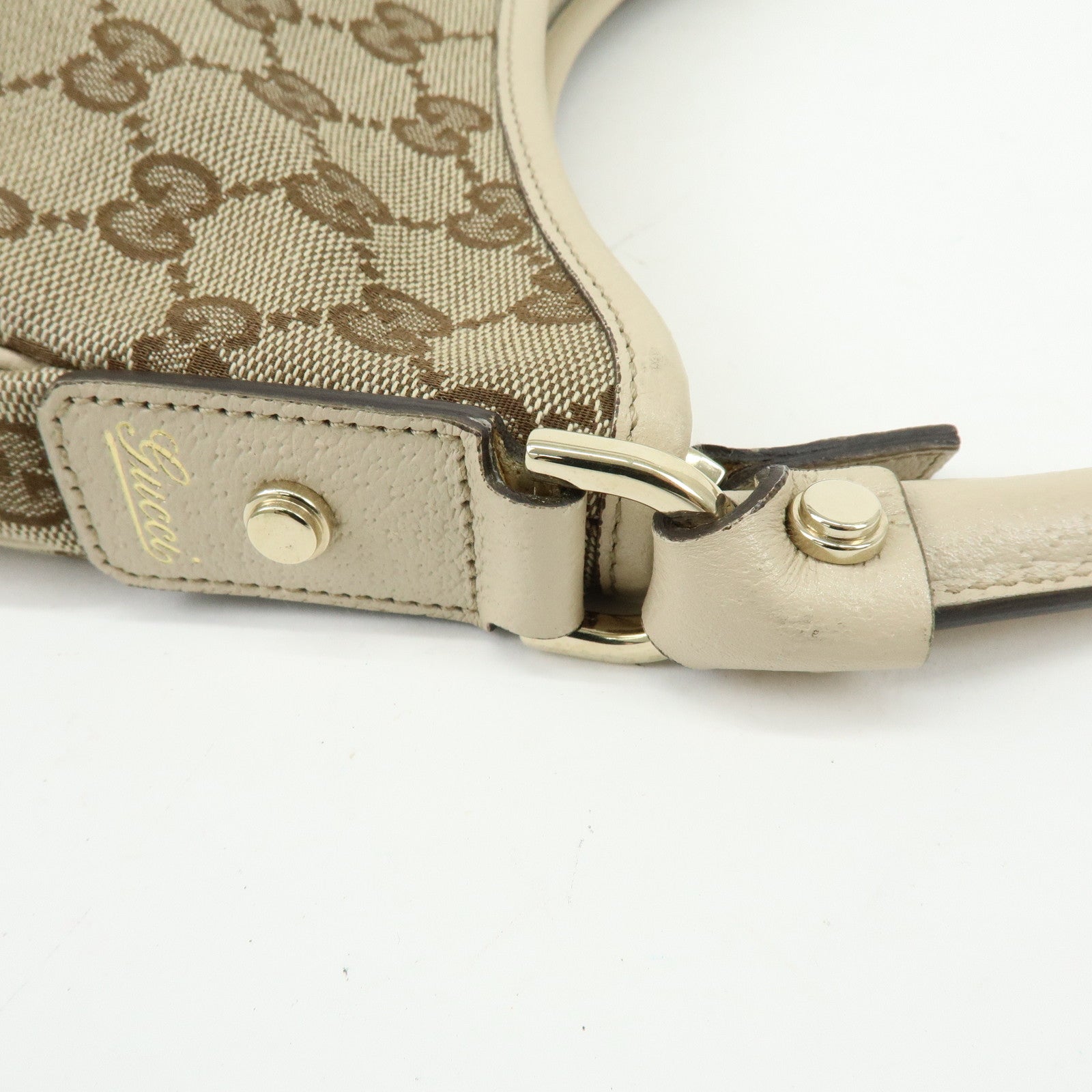 GUCCI Abbey GG Canvas Leather Shoulder Bag Hand Bag Beige 130737