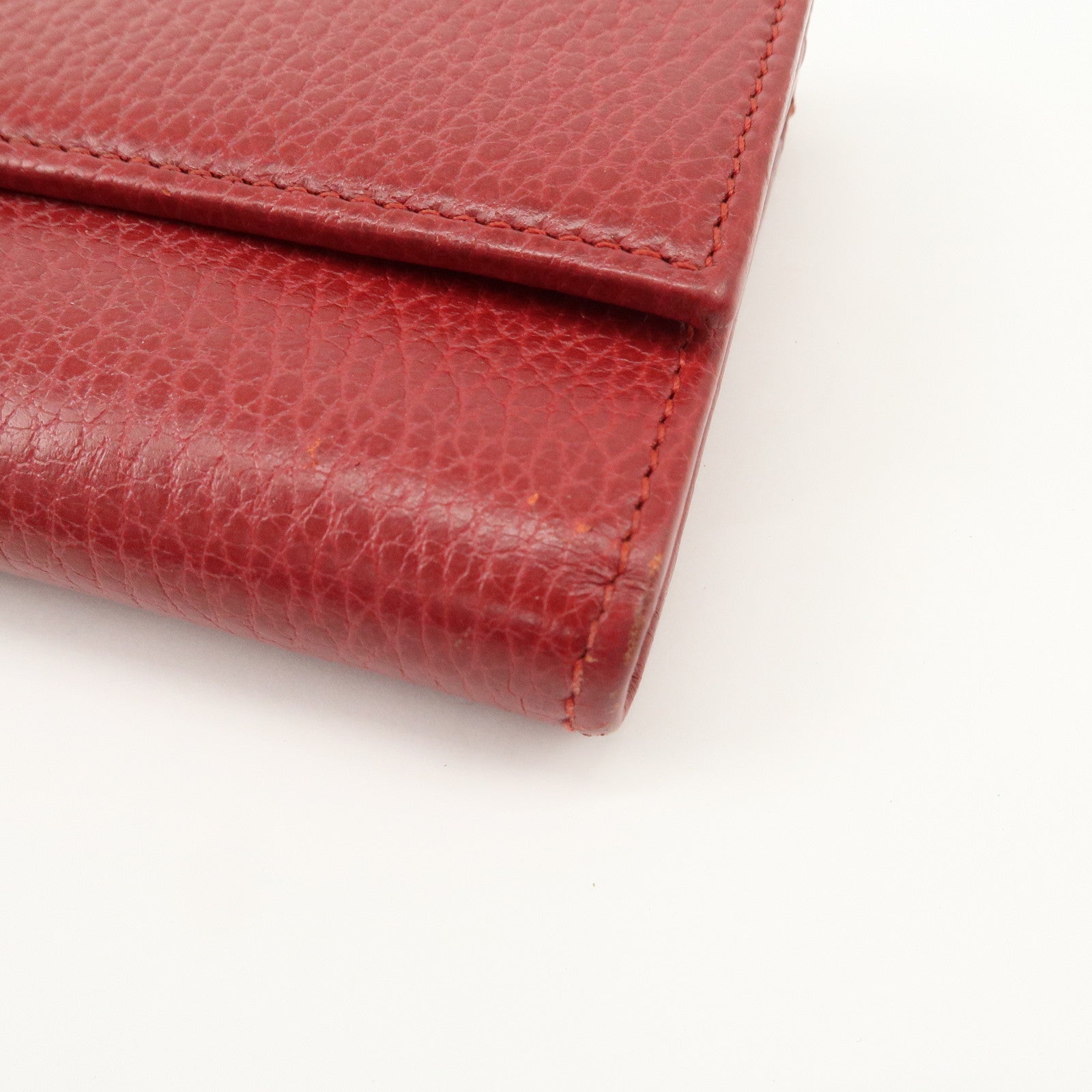 GUCCI GG Marmont Leather Continental Long Wallet Red 456116 Used