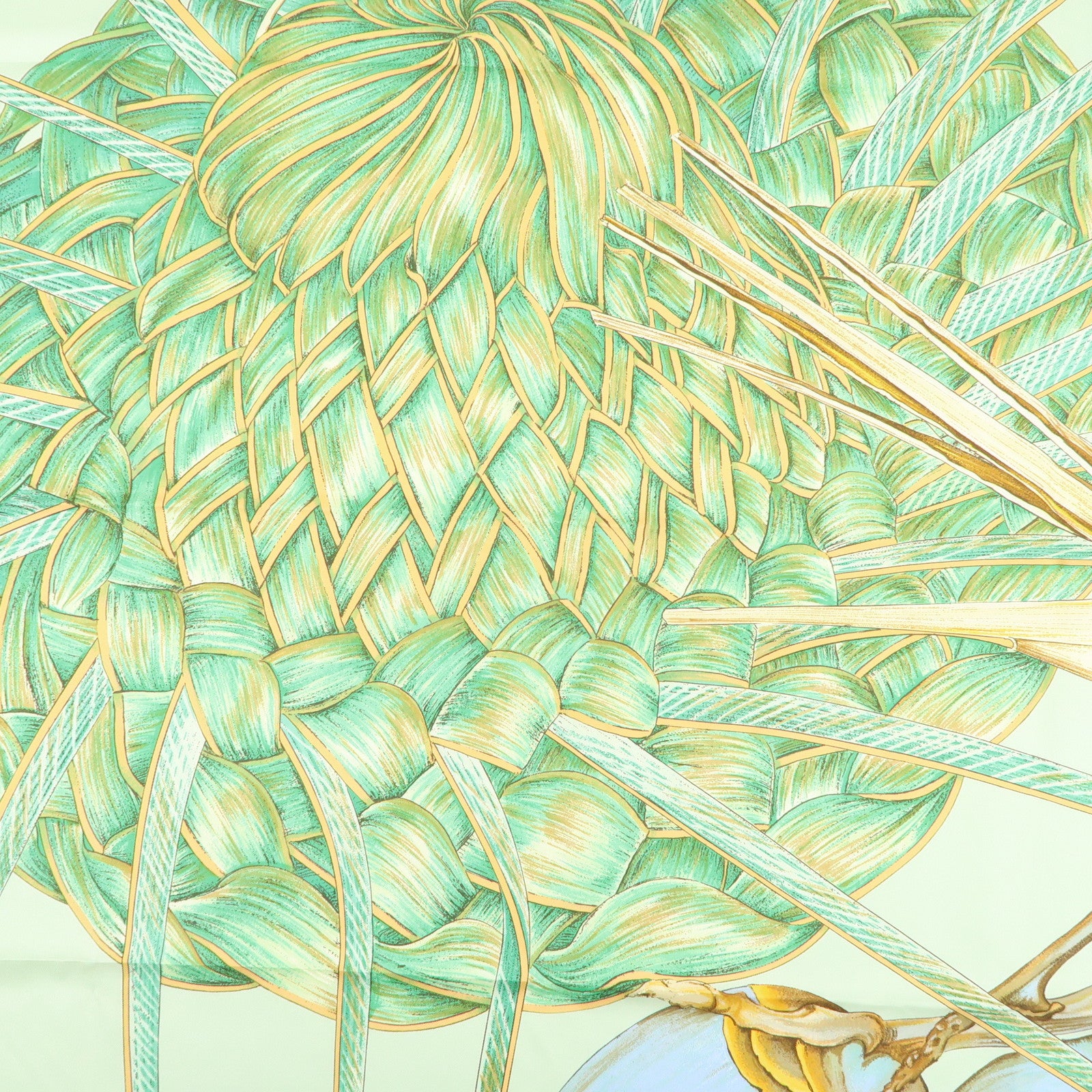 Carre 90 Silk 100% Scarf Jardin Creole Light Green Light Green