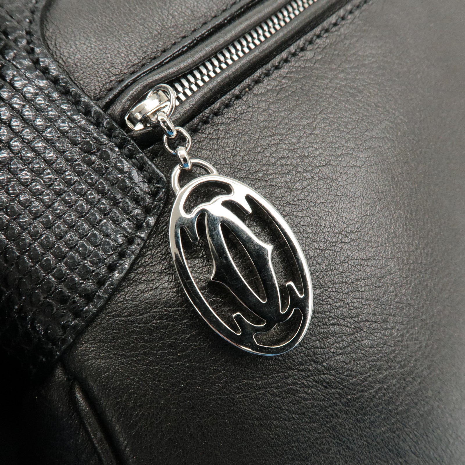 Cartier Must Line Leather Marcello Hand Bag Black Used