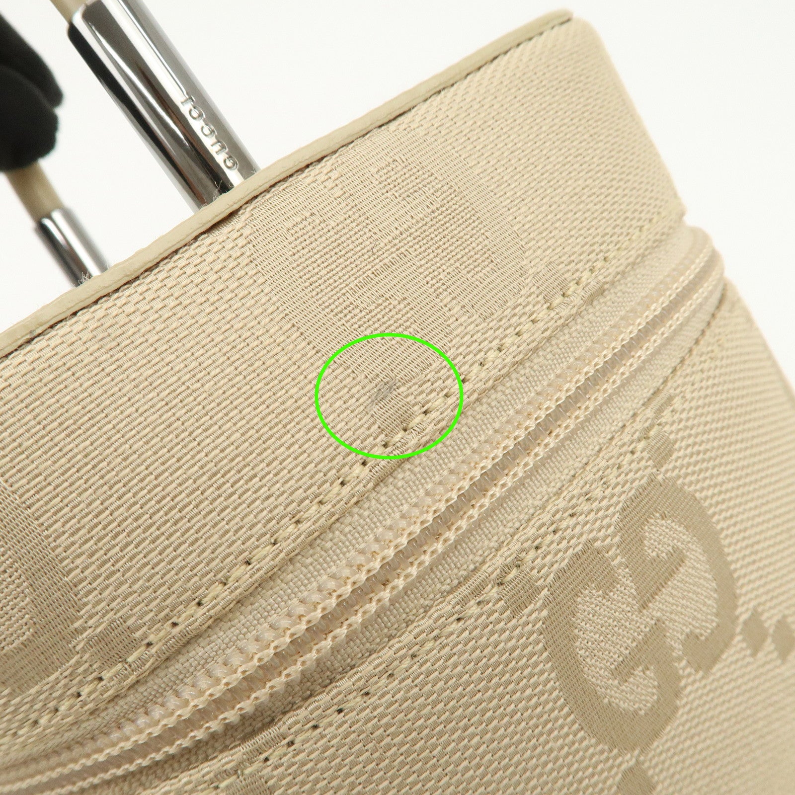GUCCI GG Canvas Leather Vanity Bag Hand Bag Light Beige 039.1052