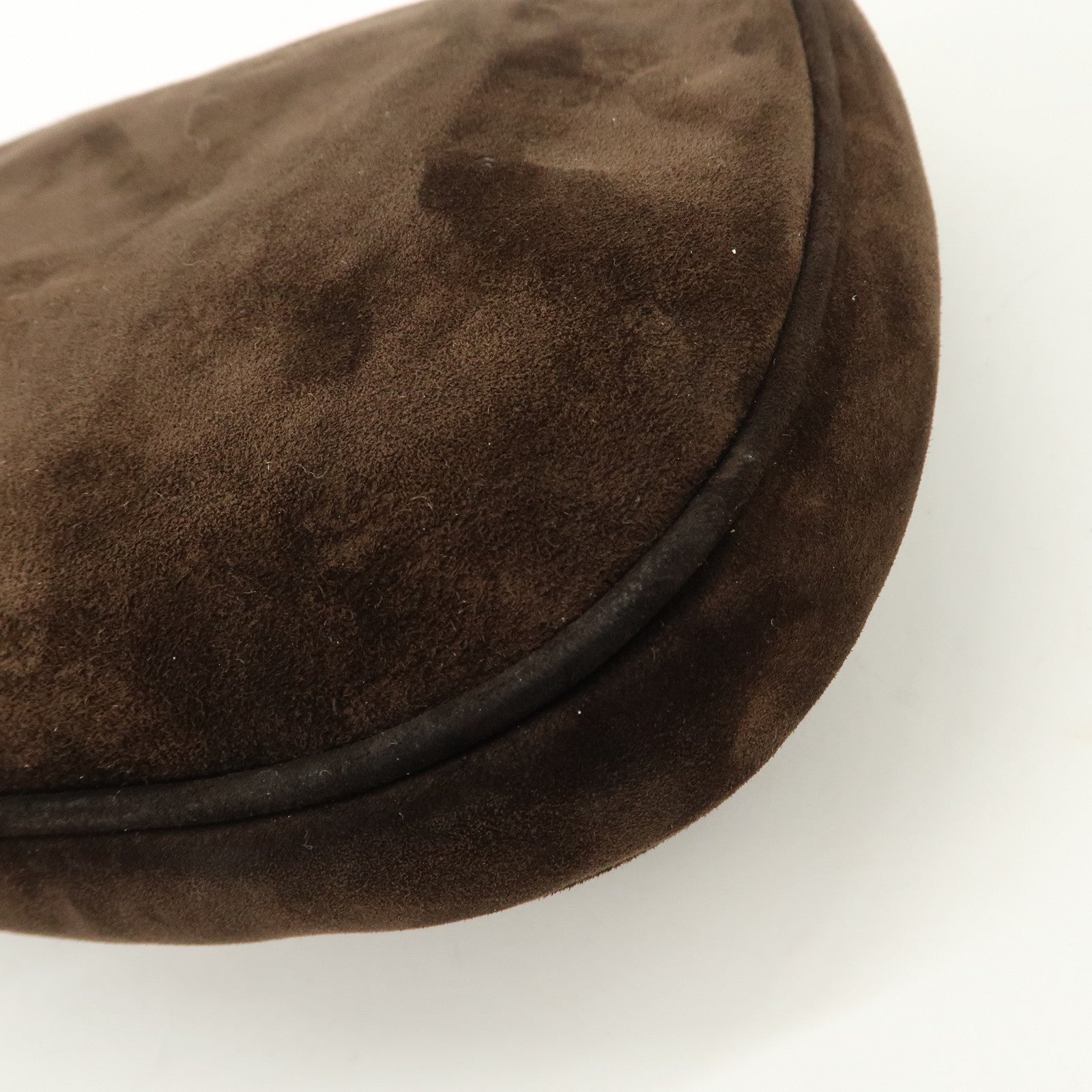 Ferragamo Suede Chain Shoulder Bag Dark Brown