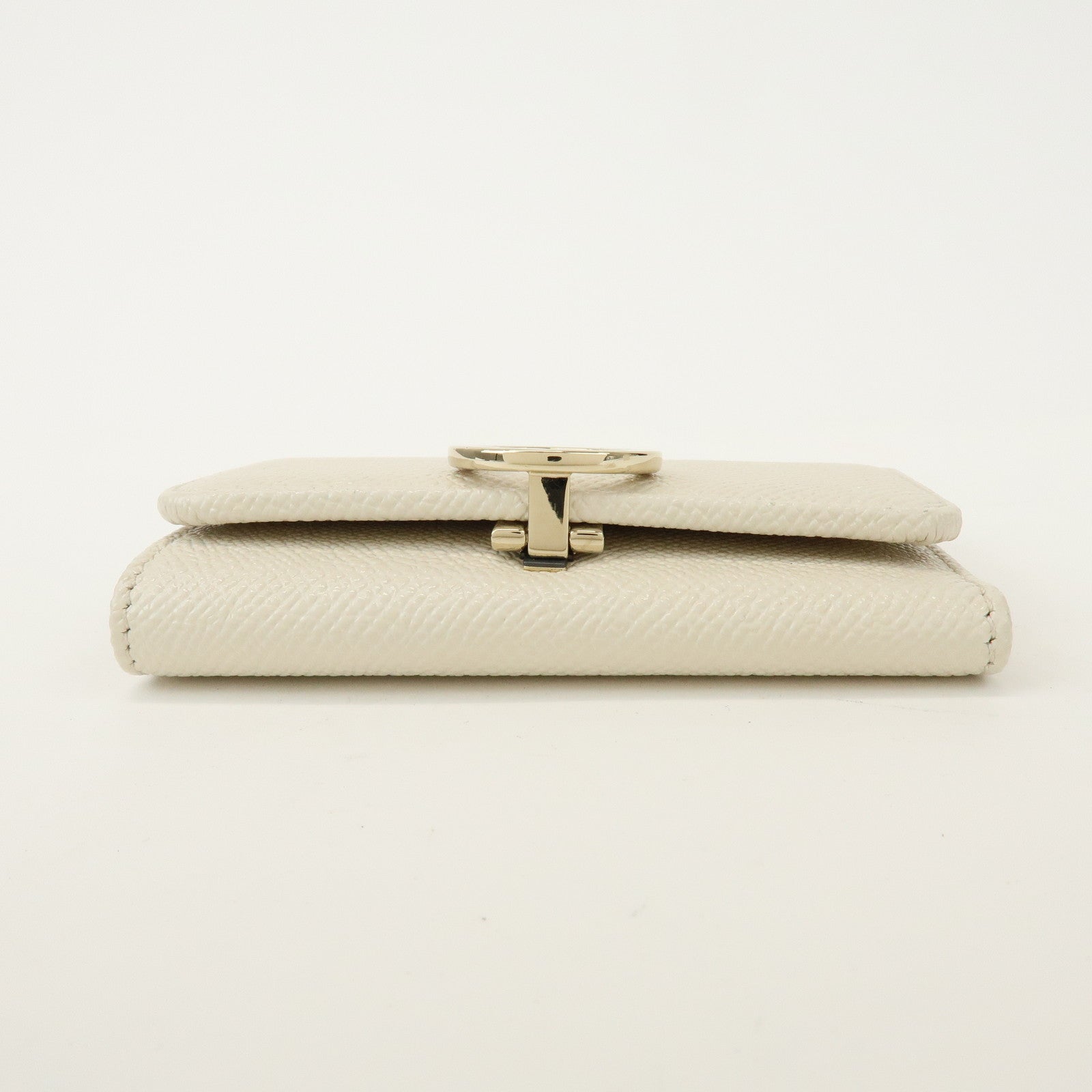BVLGARI Logo Leather 6 Rings Key Case Key Holder Ivory