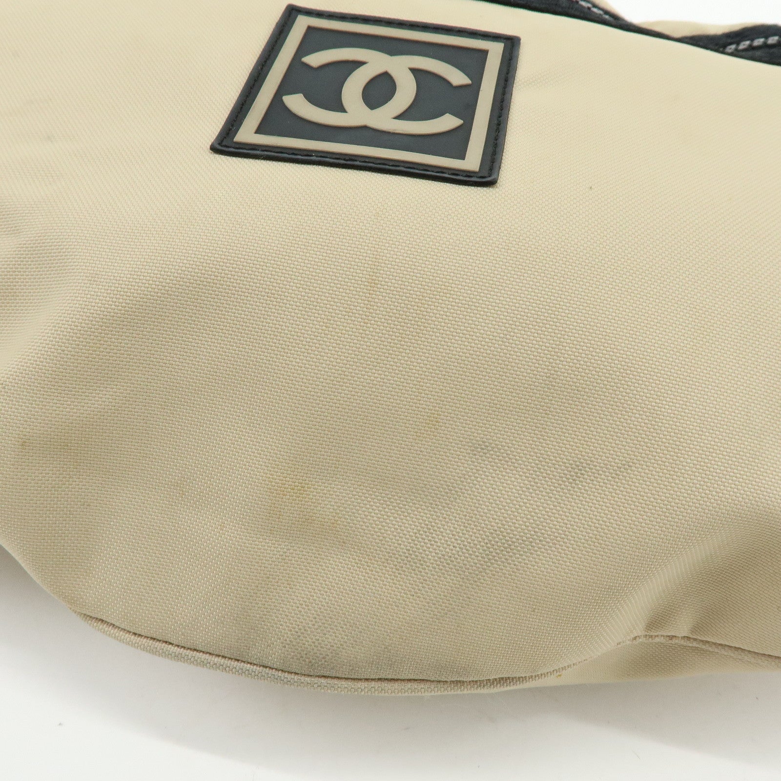 CHANEL Sports Line Nylon Banana Bag Waist Bag Crossbody Bag Beige