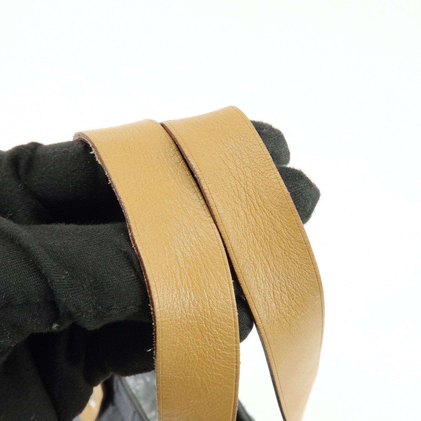 HERMES Amedaba GM Canvas Leather Tote Bag Hand Bag Gray