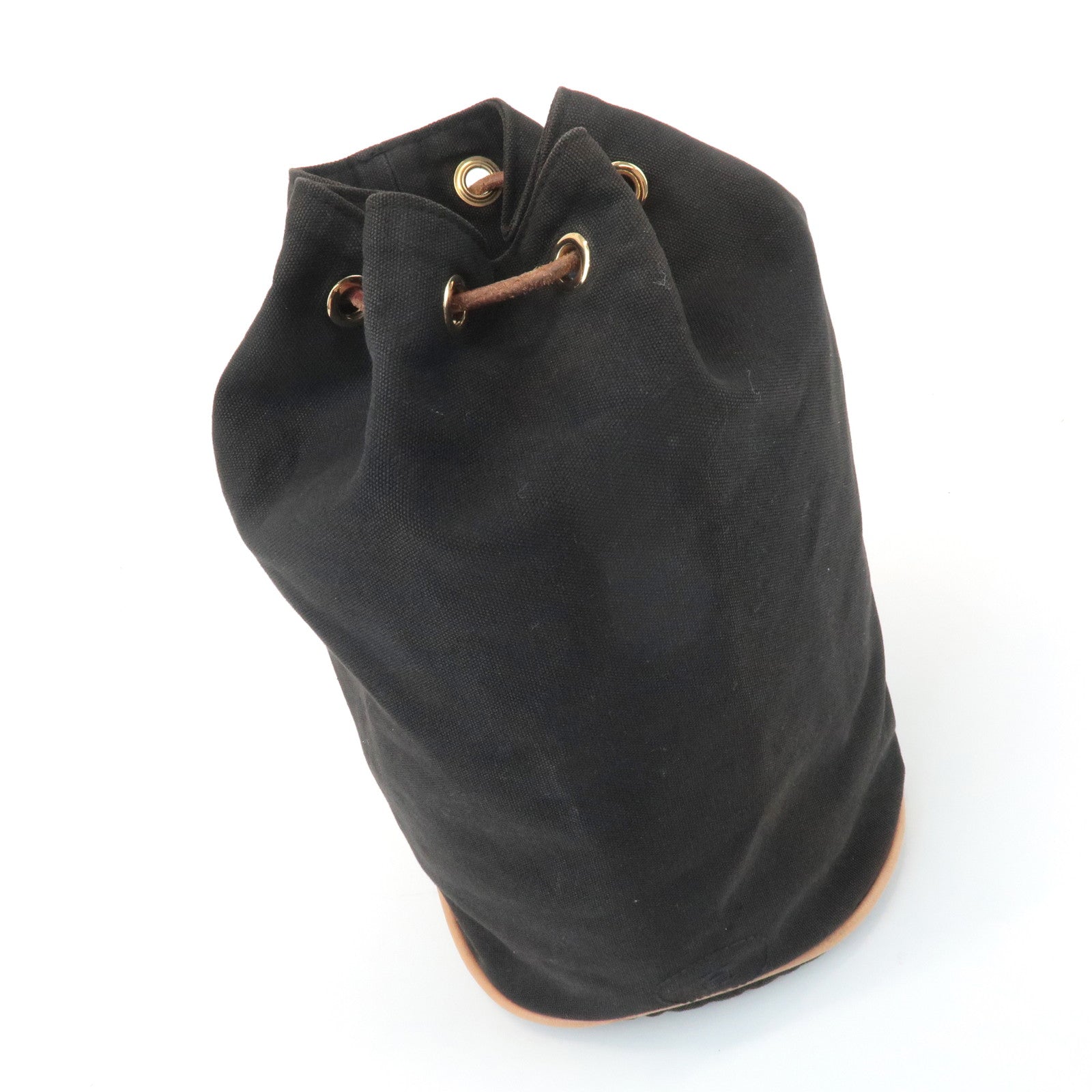 HERMES Canvas Leather Porochon Mimil PM Shoulder Bag Brown Used