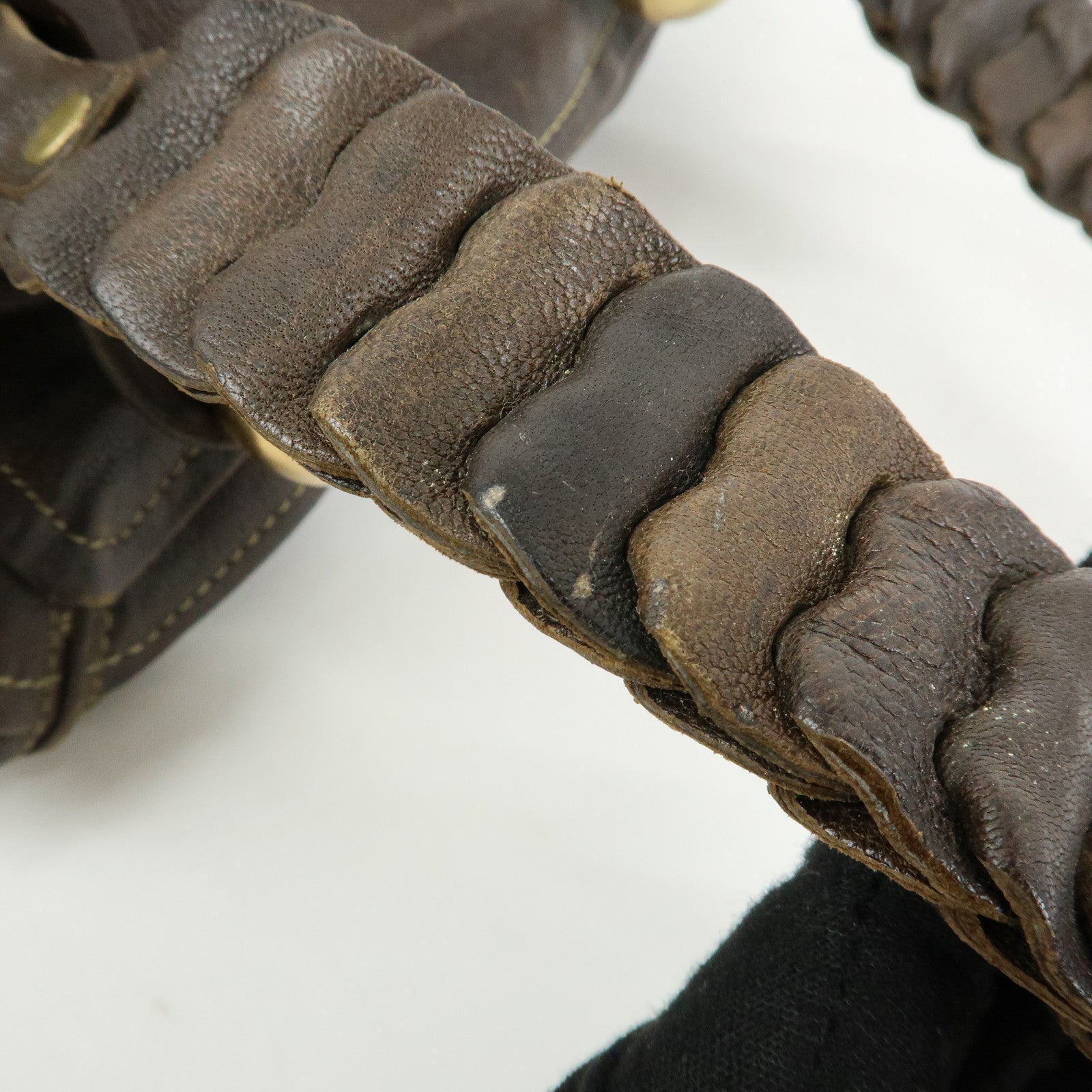 Chloe Leather Shoulder Bag Mini Boston Bag Brown