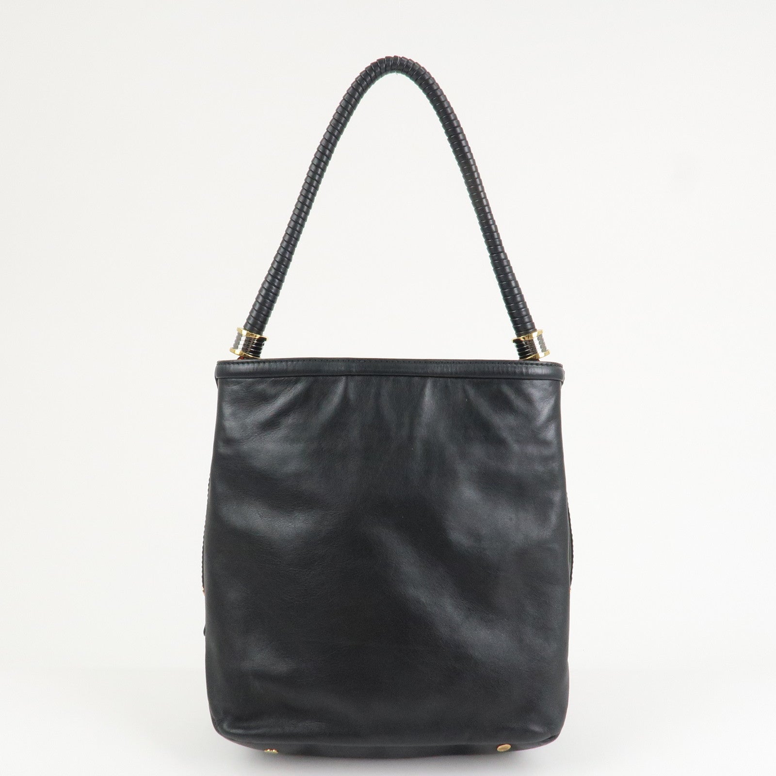 BVLGARI Leather B-Zero1 Shoulder Bag Hand Bag Black