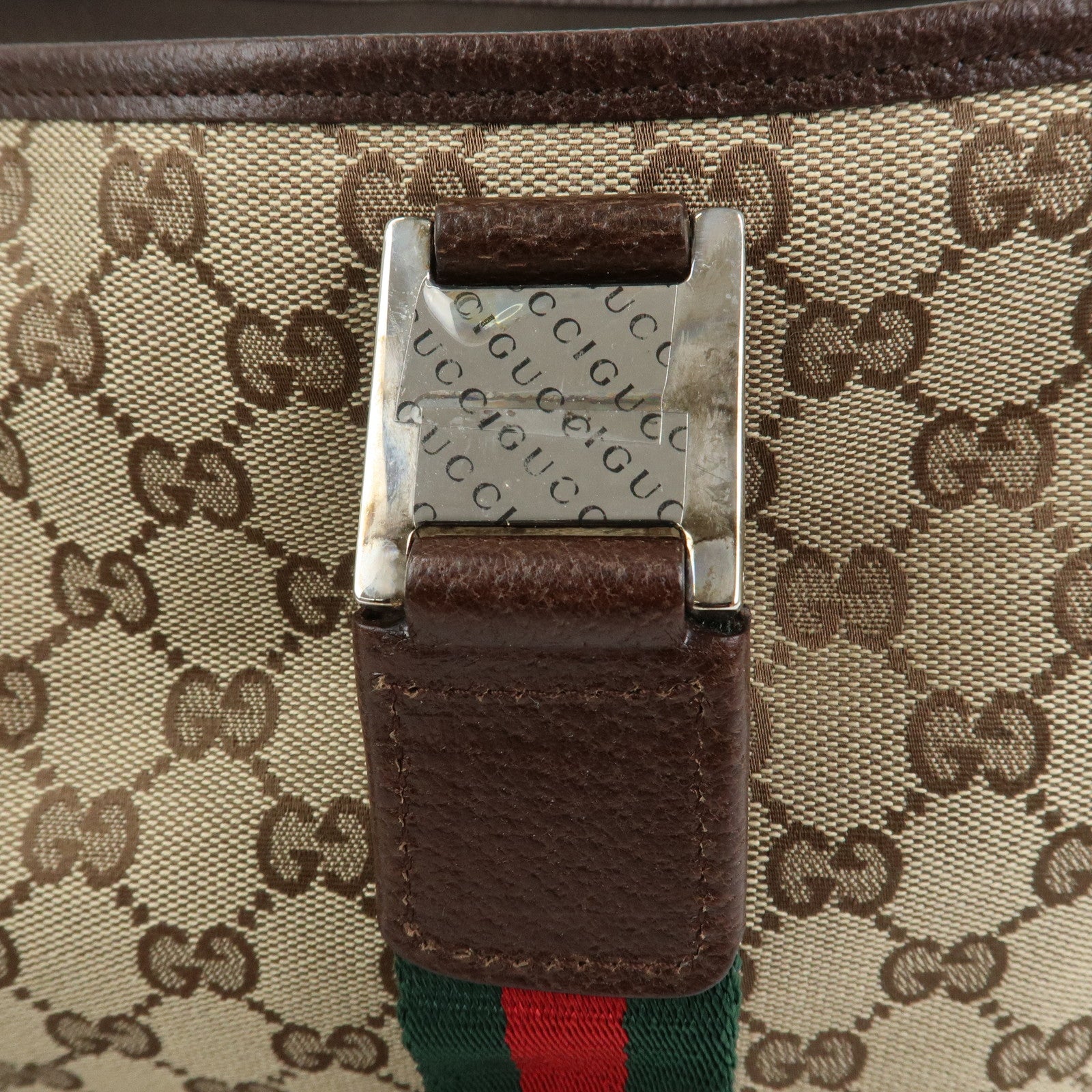 GUCCI Sherry GG Canvas Leather Tote Bag Shoulder Bag Brown 145758