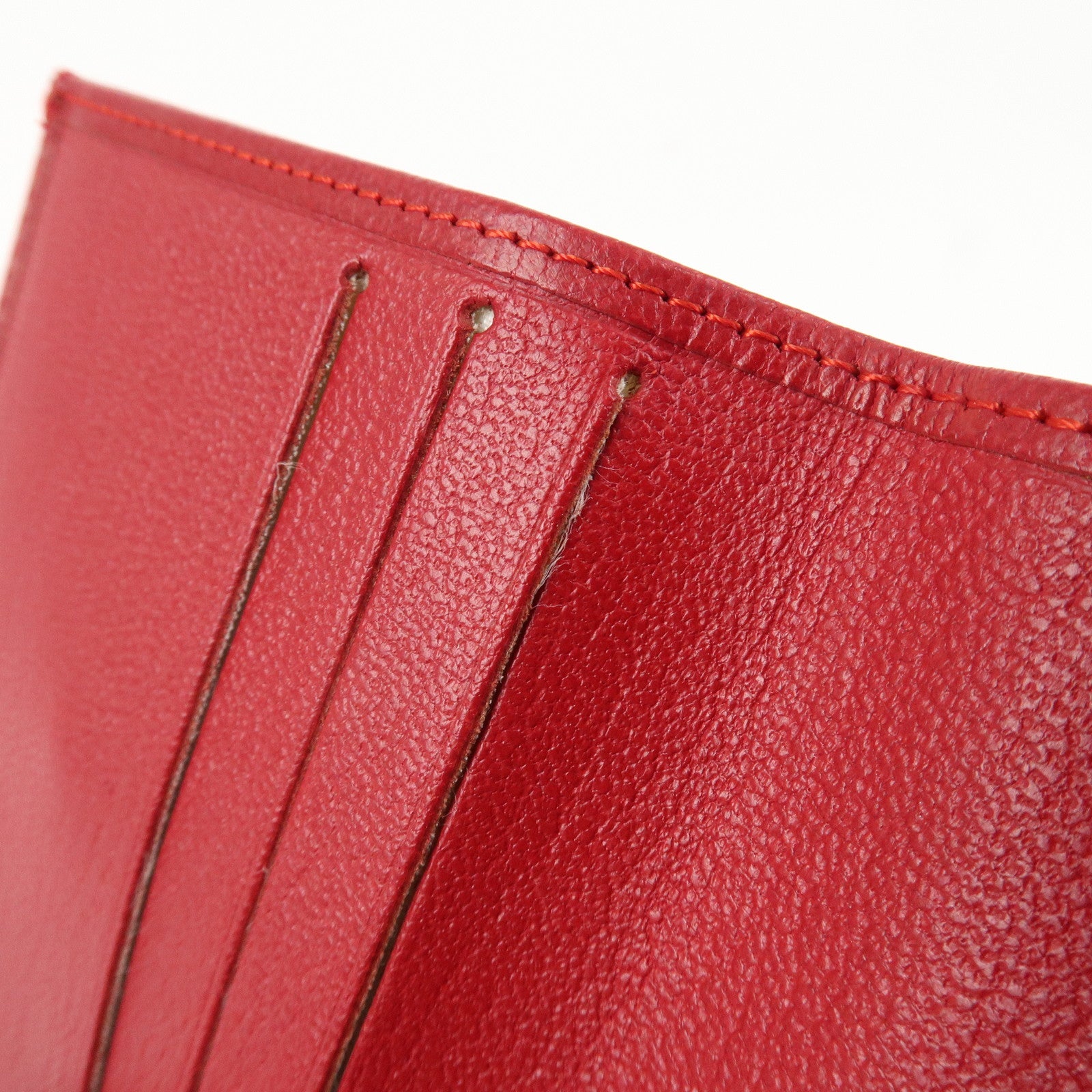 CHANEL COCO Mark Leather Tri-Fold Compact Wallet Red A13456 Used