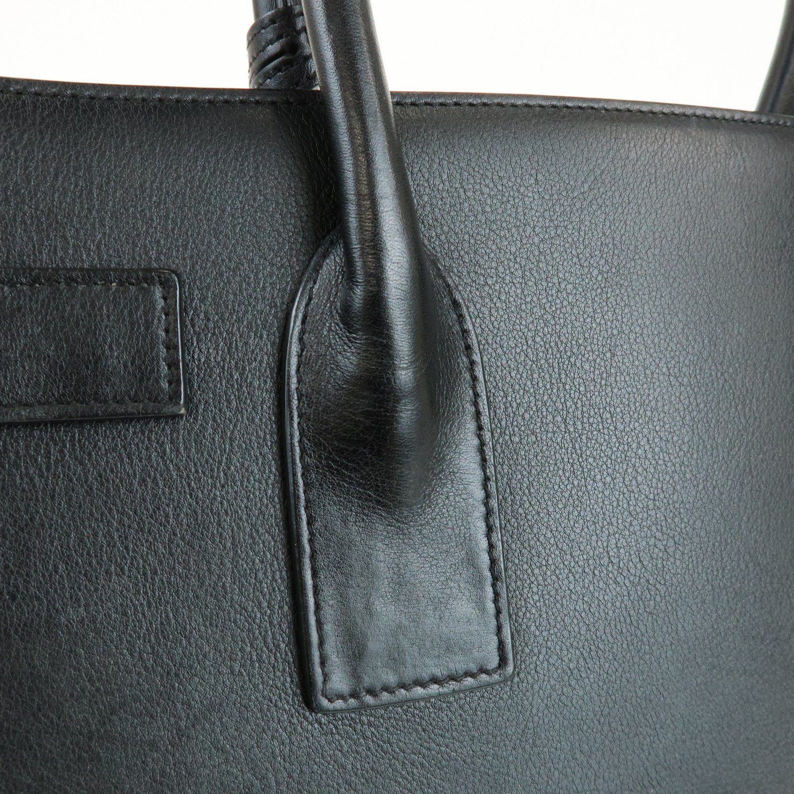 SAINT LAURENT Sac de Jour Logo Leather Tote Bag Hand Bag Black