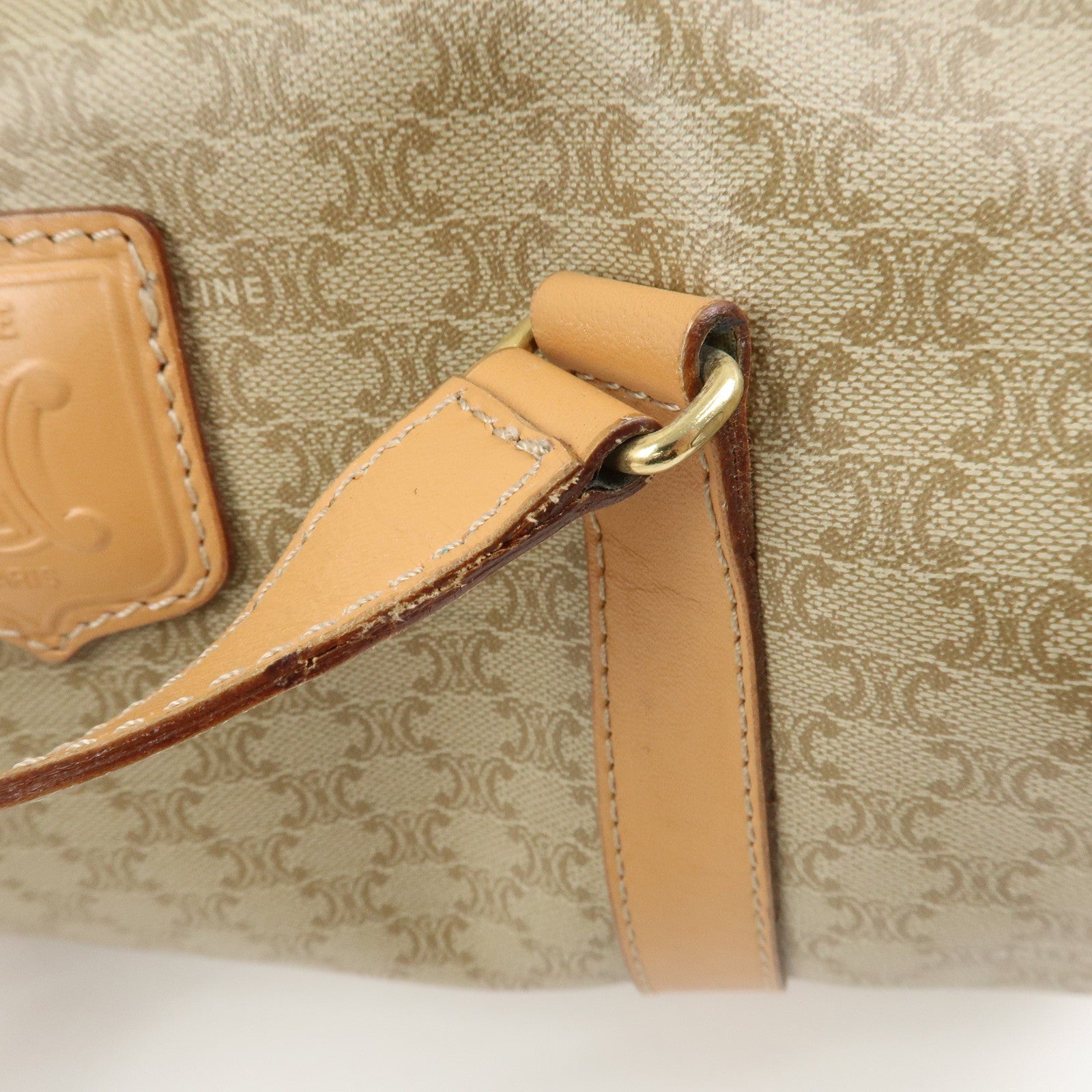 CELINE Macadam PVC Leather Shoulder Bag Hand Bag Beige
