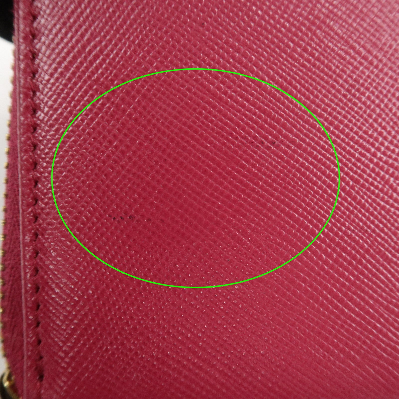 PRADA Logo Leather Round Zippy Wallet Pink Gold Hardware Used