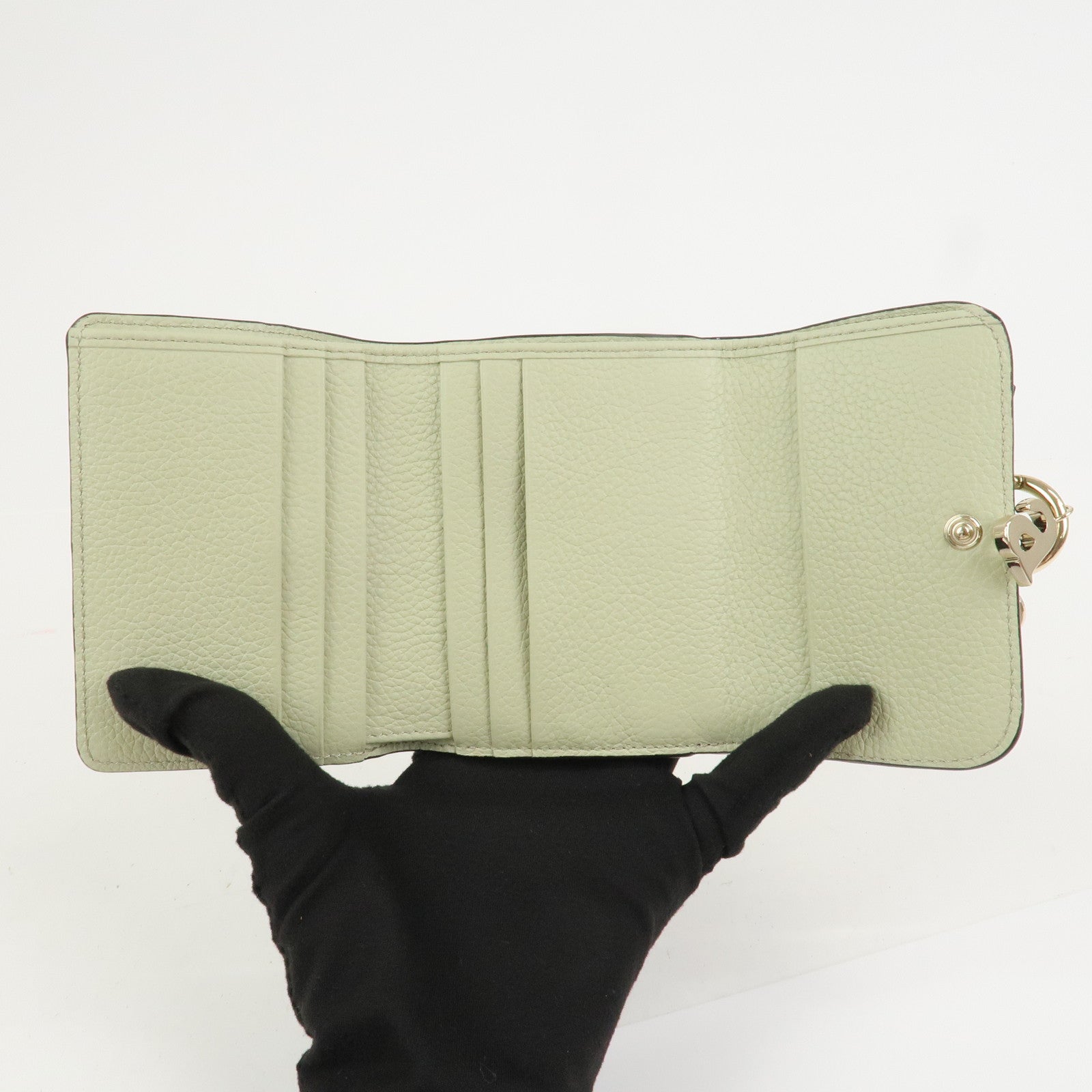 Chloe Leather Small Alphabet Tri-fold Compact Wallet Light Green