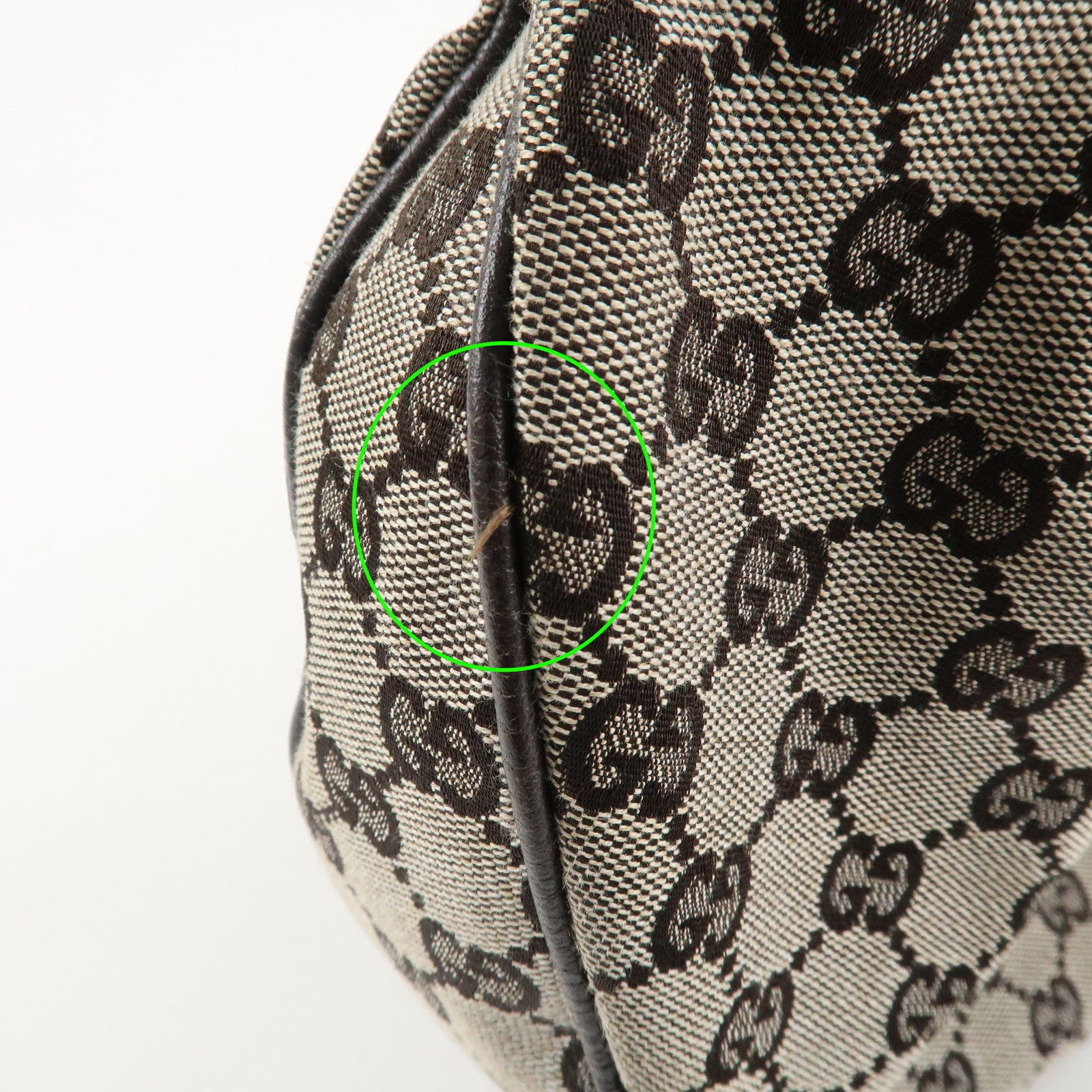 GUCCI GG Canvas Leather Shoulder Bag Hand Bag Brown 257297 Used