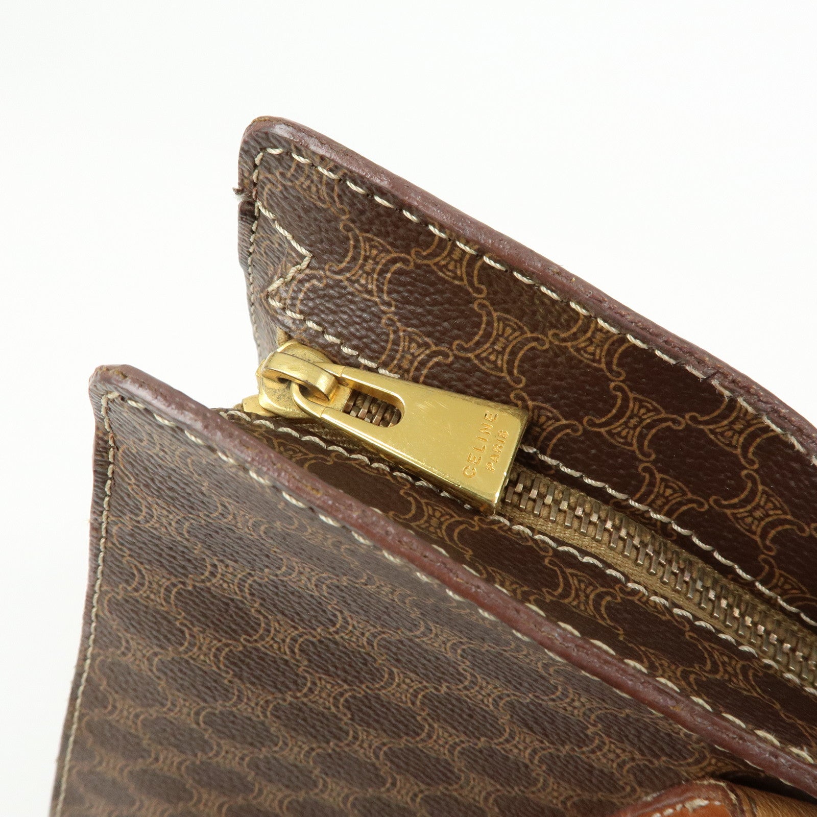CELINE Macadam PVC Leather Tote Bag Shoulder Bag Brown
