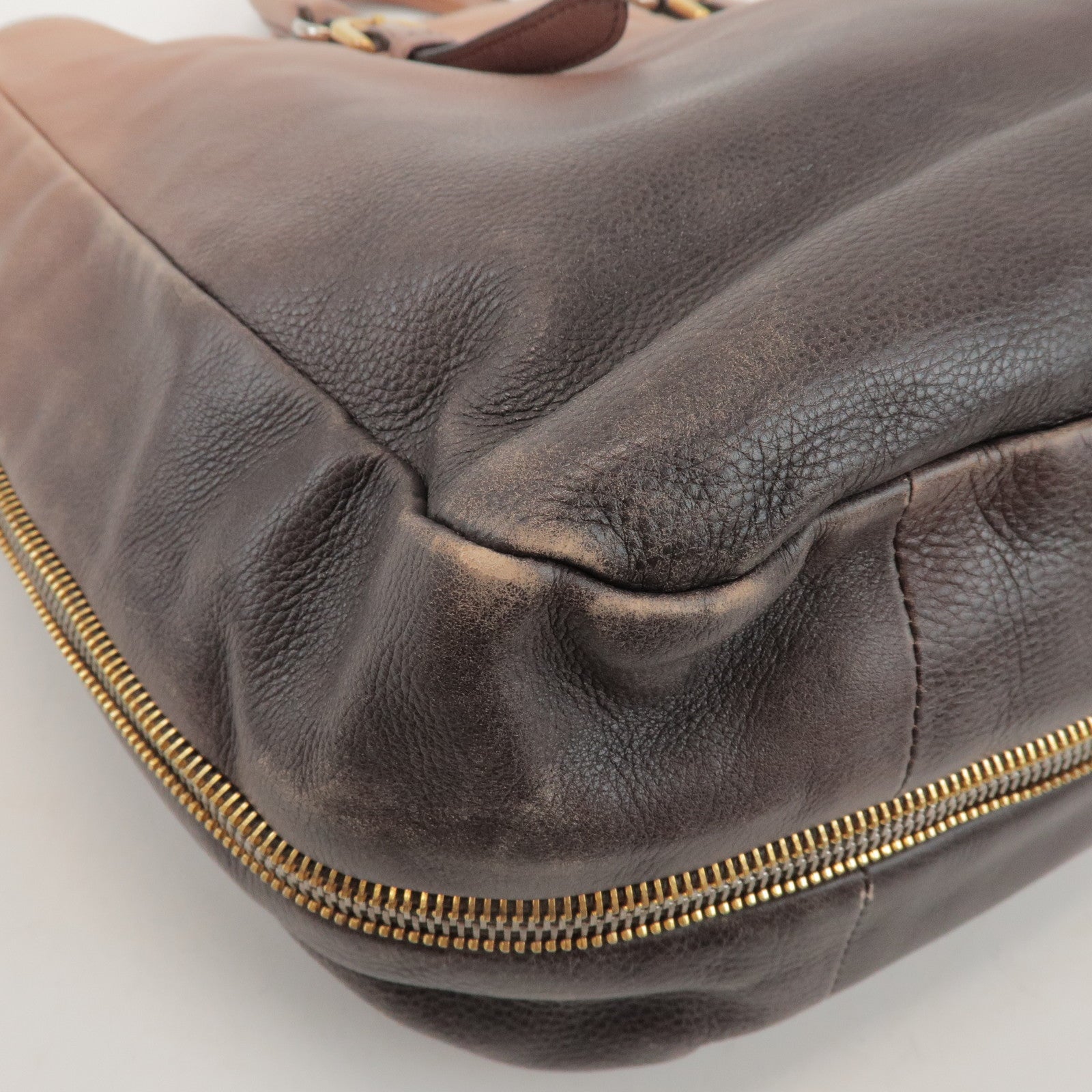 PRADA Leather 2Way Bag Hand Bag Shoulder Bag Brown BN1592