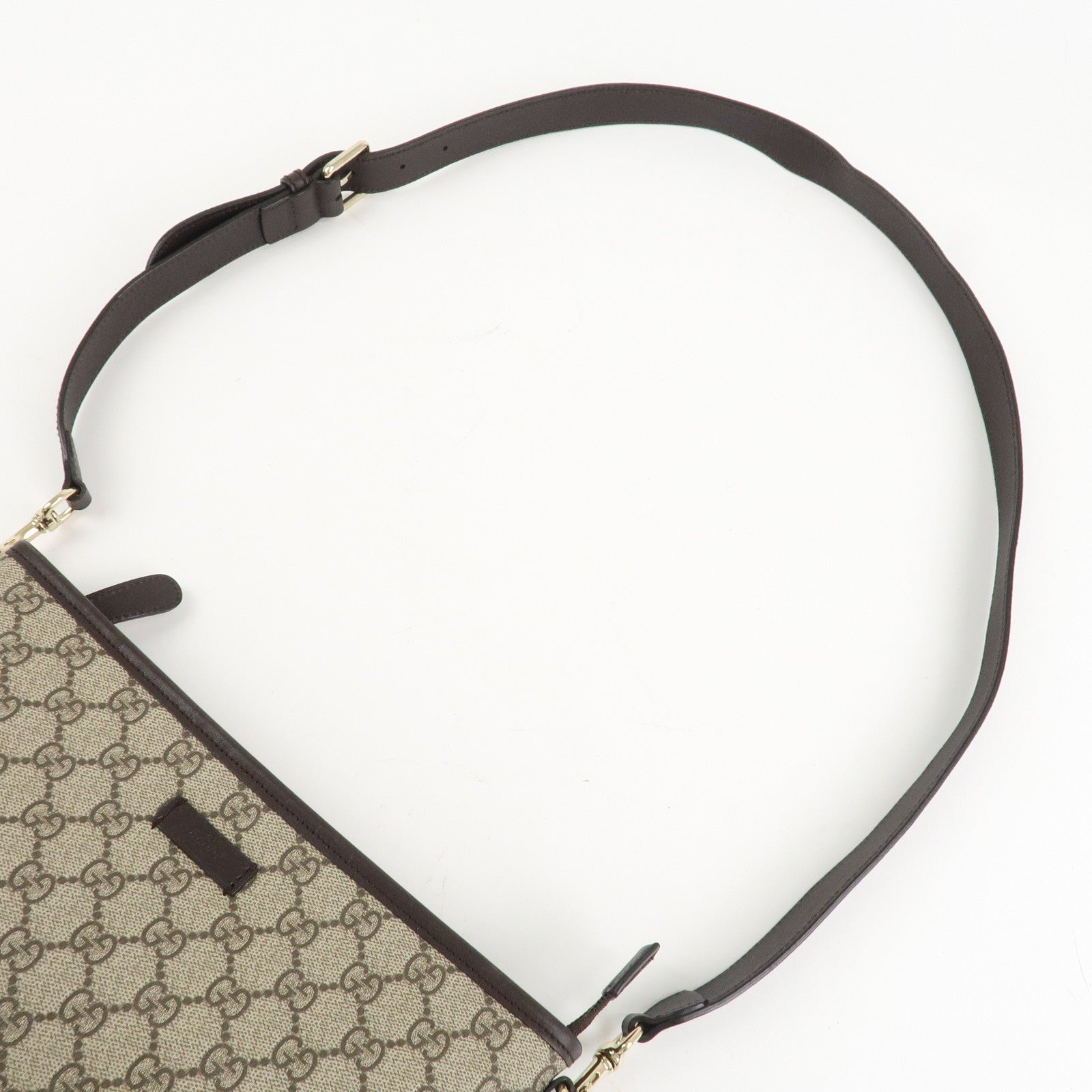 GUCCI GG Supreme Leather Shoulder Crossbody Bag Beige Brown 388924 Used