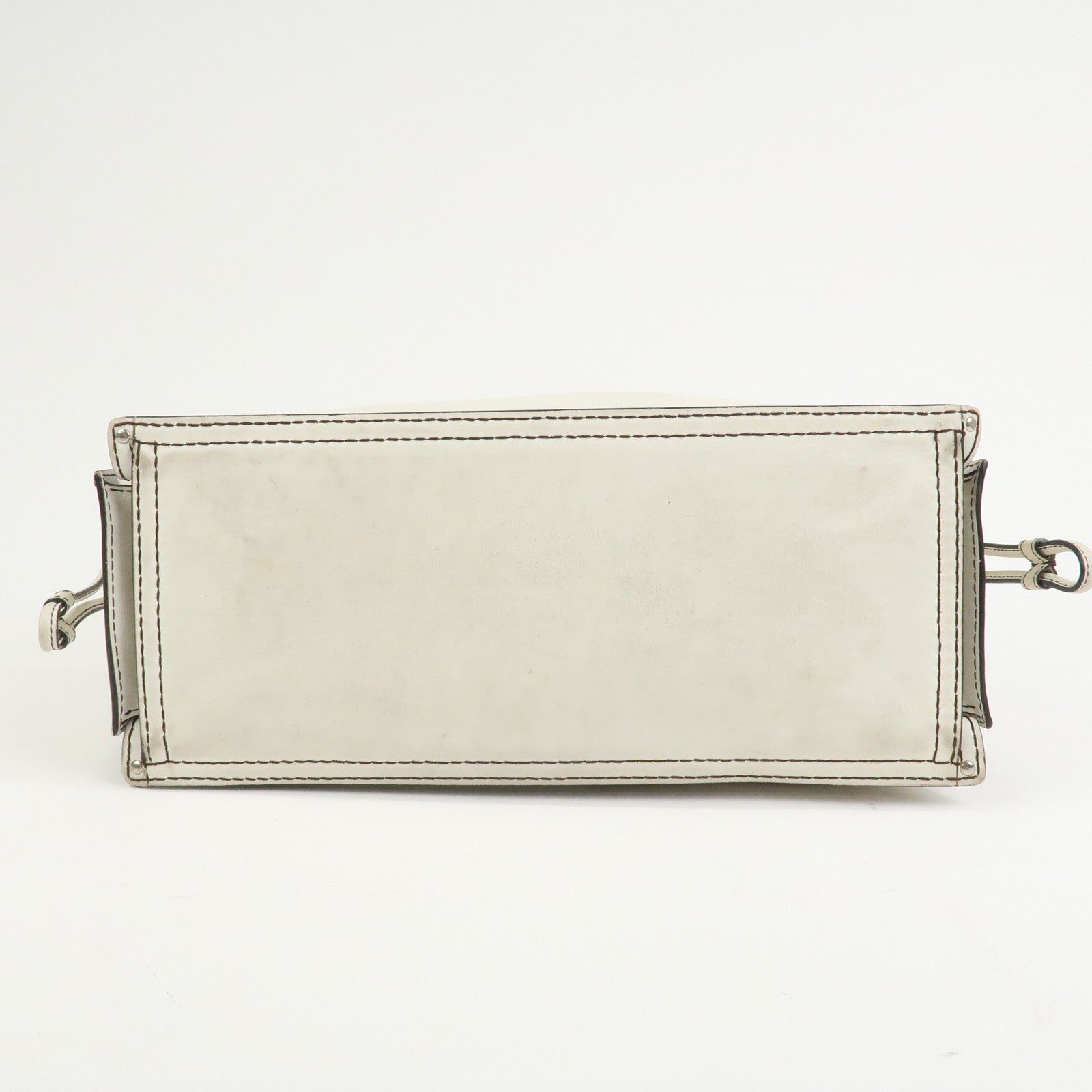 LOEWE Anagram Leather Shopper Tote Bag Shoulder Bag Hand Bag Ivory