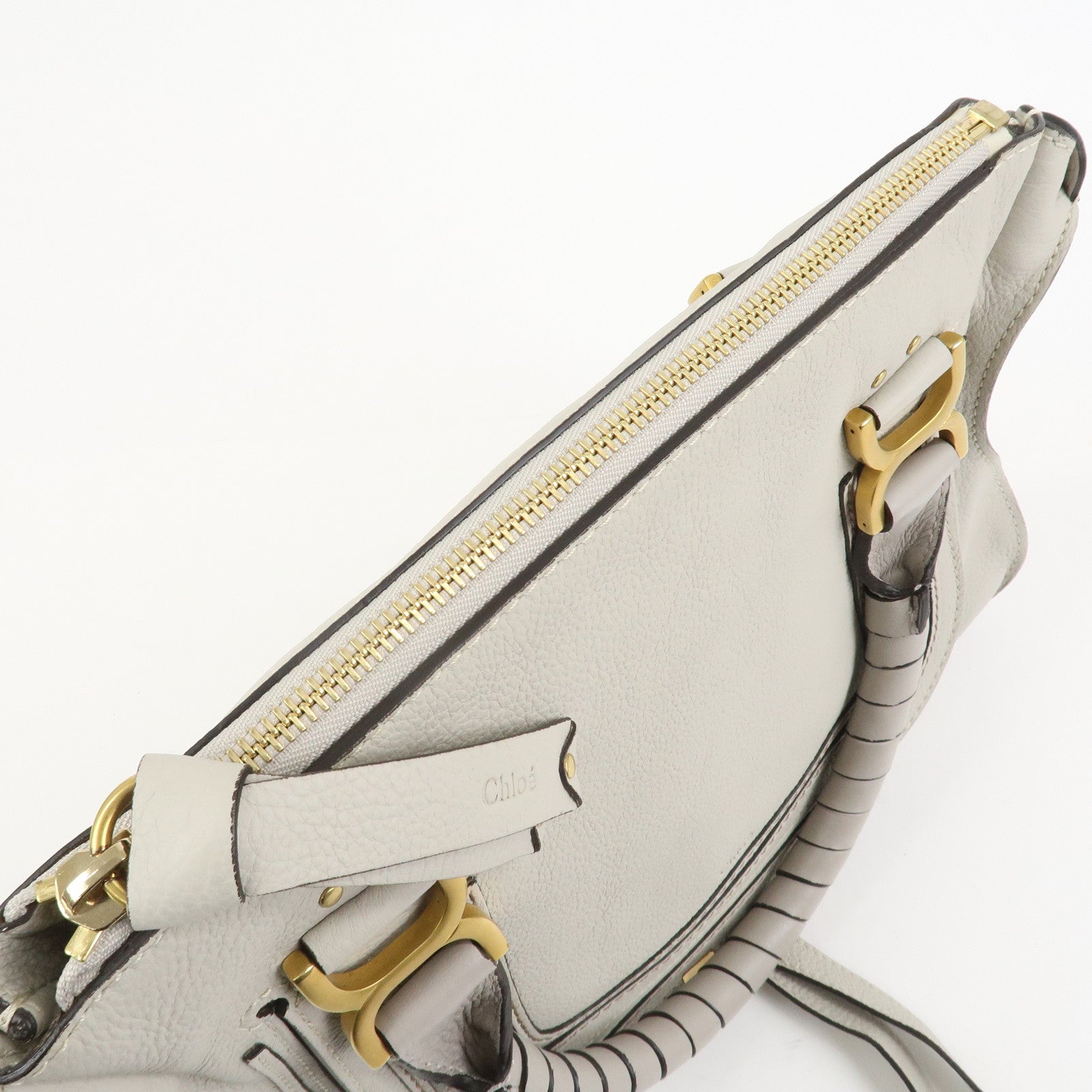 Chloe Marcie Leather Hand Bag Shoulder Bag Gray
