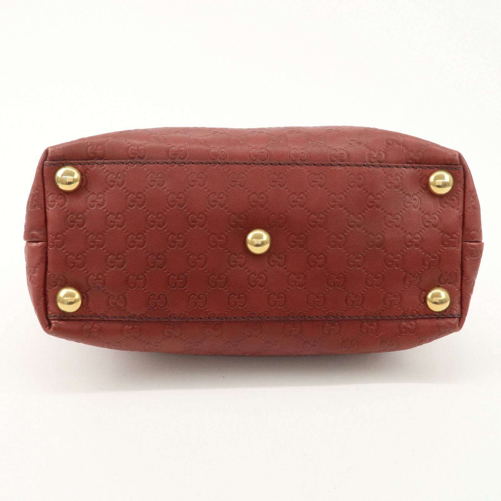 GUCCI Historia Guccissima Leather Tote Hand Bag Red Brown 207291 Used