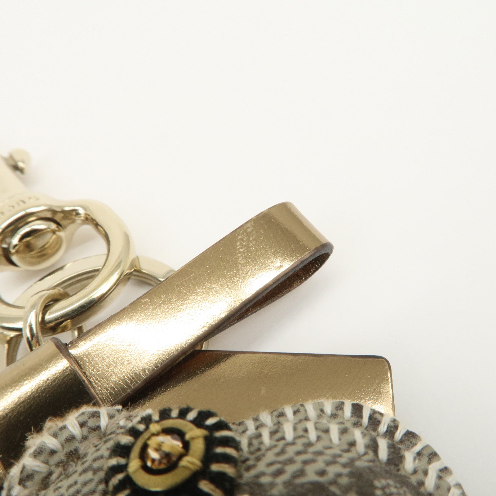 GUCCI Gucciori GG Supreme Dog Bag Charm Beige Black Gold
