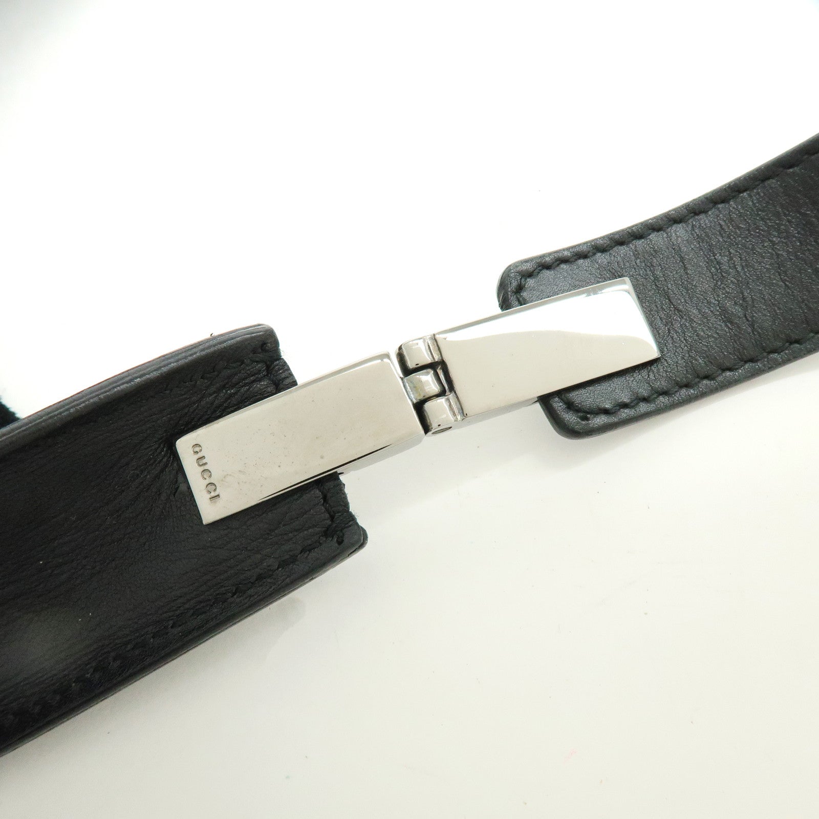 GUCCI Logo Leather Shoulder Bag Hand Bag Black 001・3767