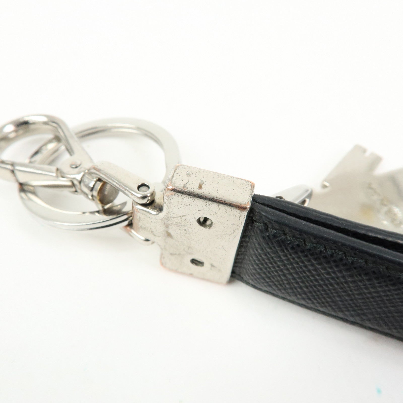 PRADA Set Of 2 Leather Metal Nylon Bag Charm Key Holder 2PP040