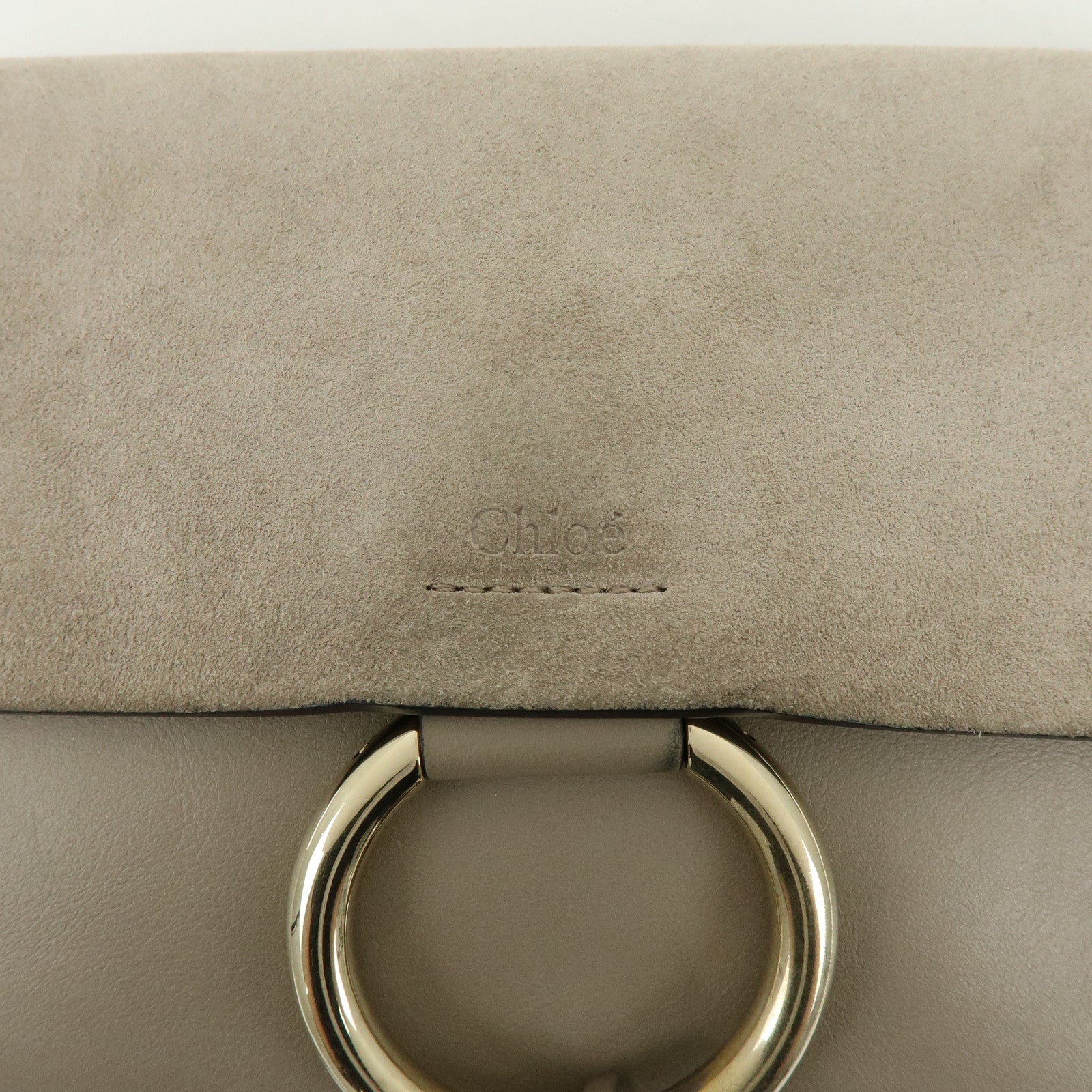 Chloe Faye Suede Leather Shoulder Bag Crossbody Bag Greige
