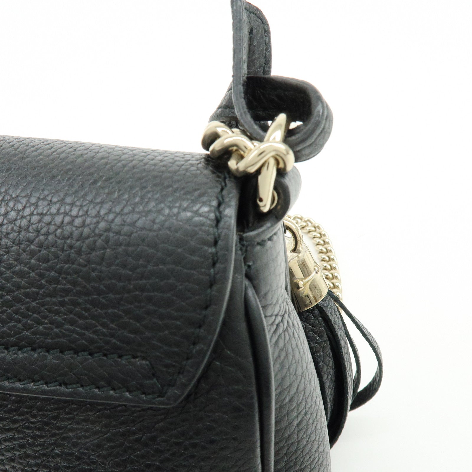 GUCCI SOHO Calf Leather Chain Shoulder Crossbody Bag Black 536224