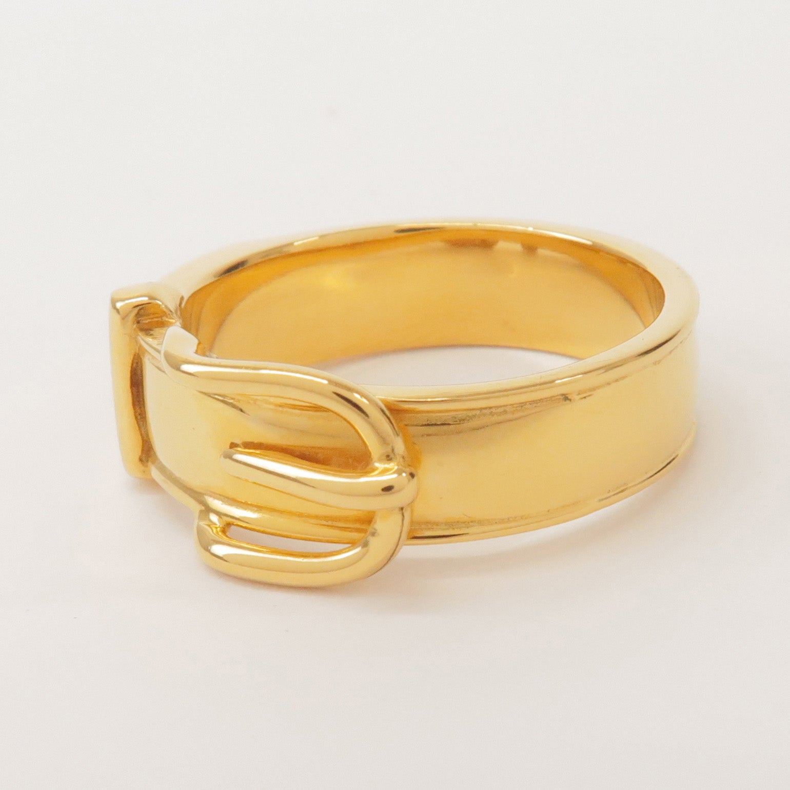 HERMES Ceinture Motif Metal Scarf Ring Gold