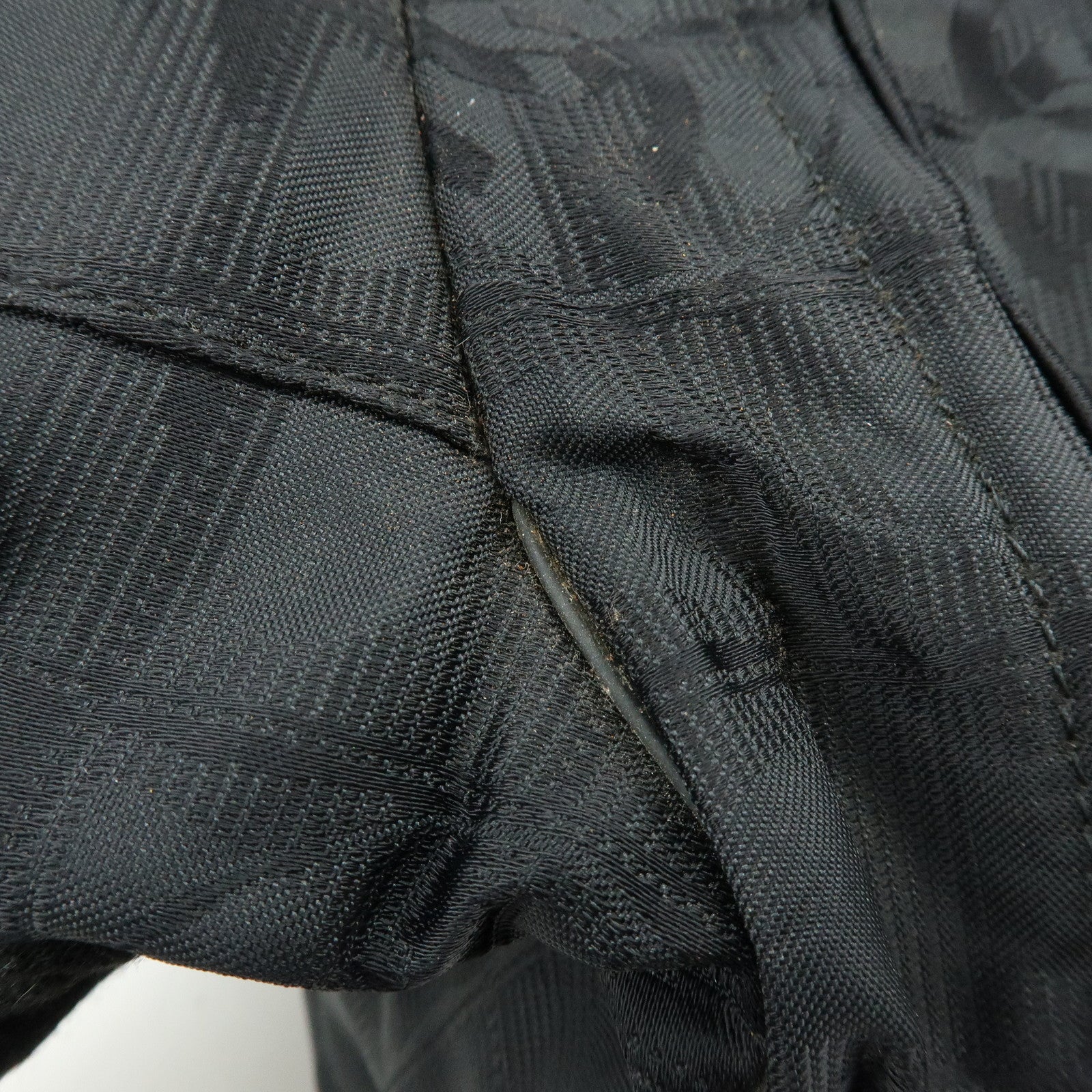 CHANEL New Travel Line Nylon Jacquard Leather Hand Bag Black