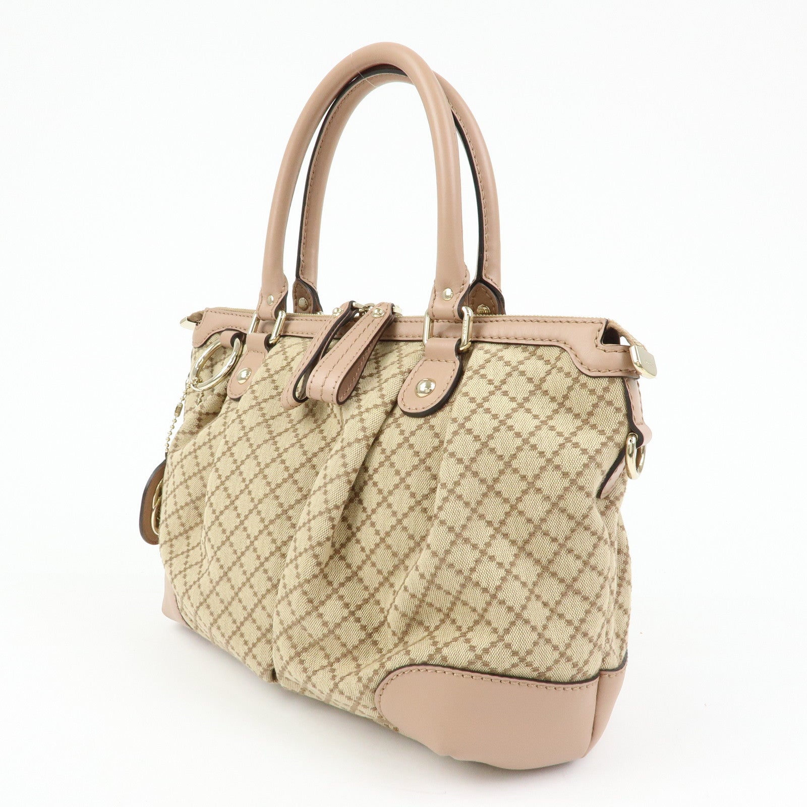 GUCCI Sukey Interlocking G Diamante 2Way Shoulder Bag Beige 247902