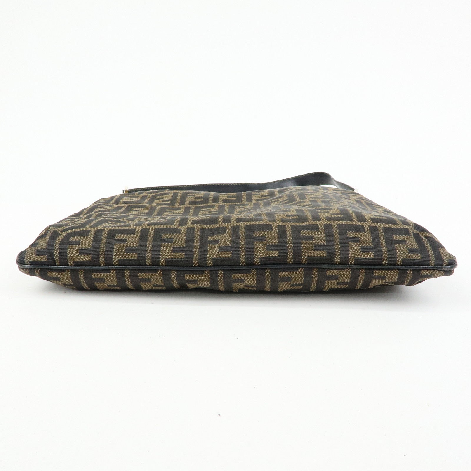 FENDI Zucca Canvas Leather Shoulder Bag Hand Bag Black Brown