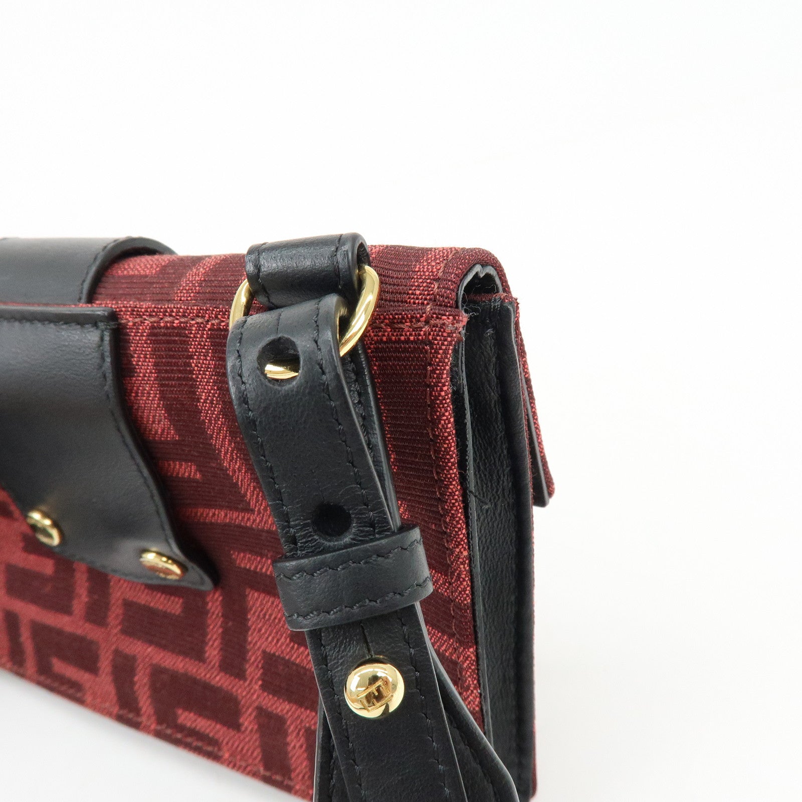 FENDI Zucca Canvas Leather 2Way Shoulder Bag Waist Bag Red 7M0295
