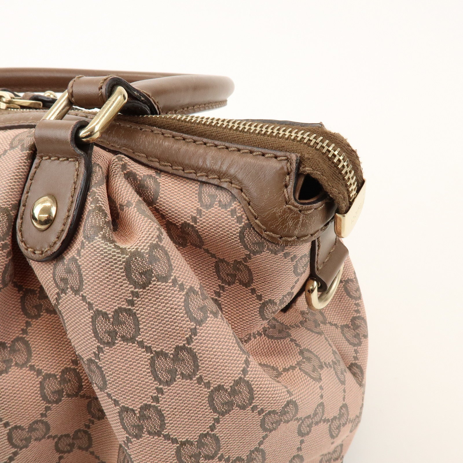 GUCCI Sukey Interlocking G GG Canvas Leather 2Way Bag Pink 247902