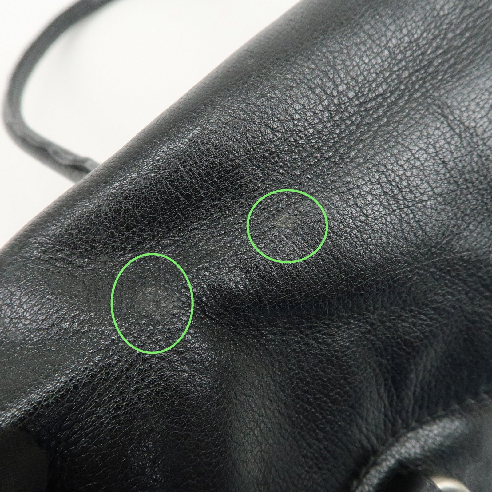PRADA Triangle Logo Leather Shoulder Bag Hand Bag Black